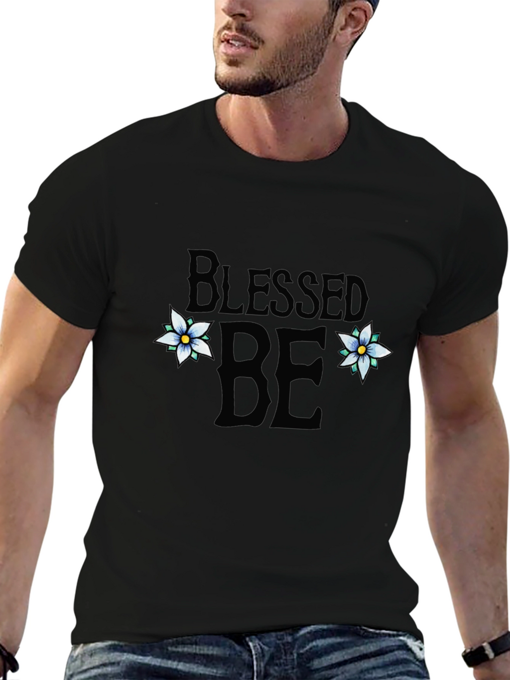 Blessed Be Floral Graphic Tee - Black