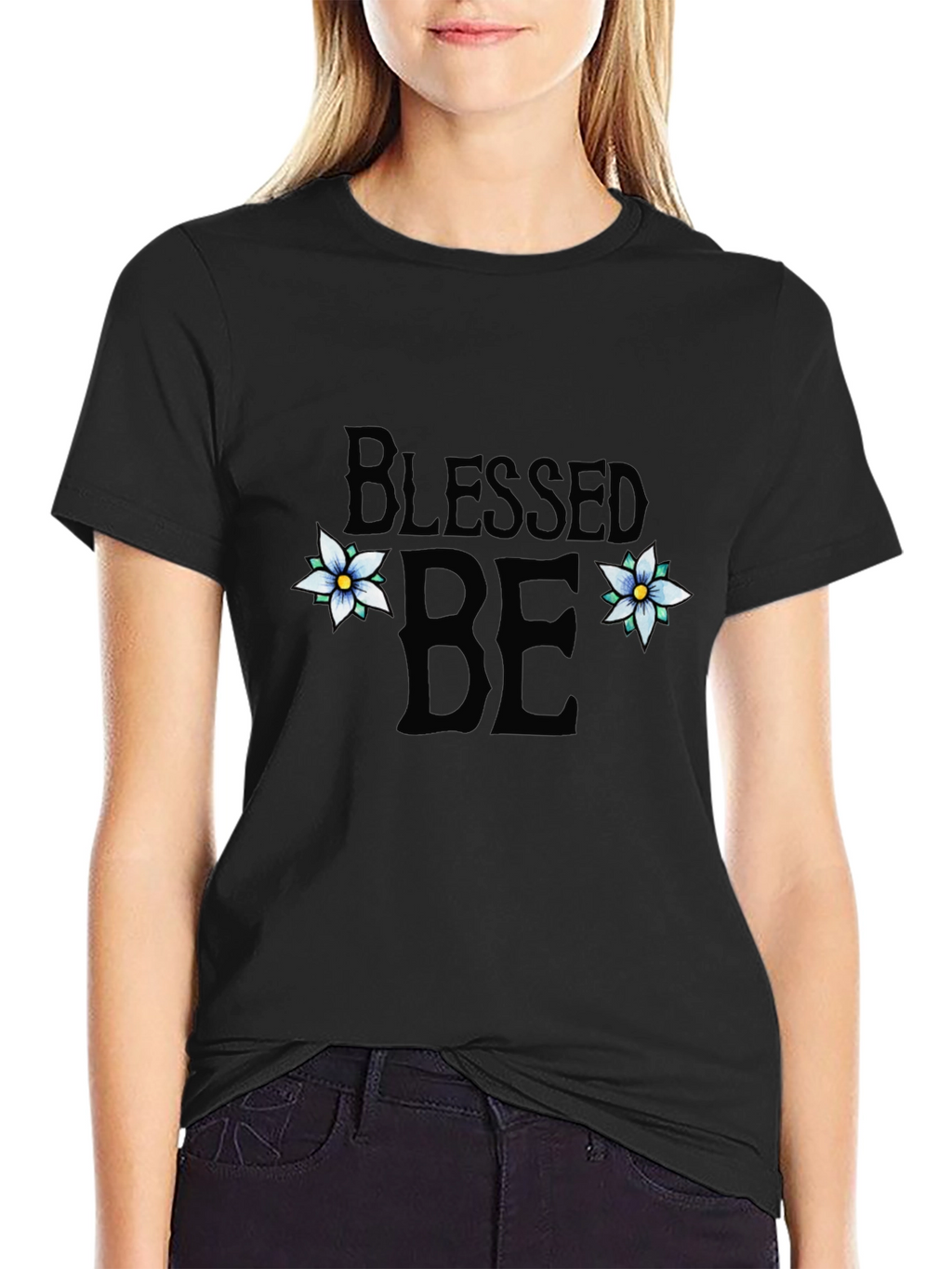 Blessed Be Floral Graphic Tee - Black