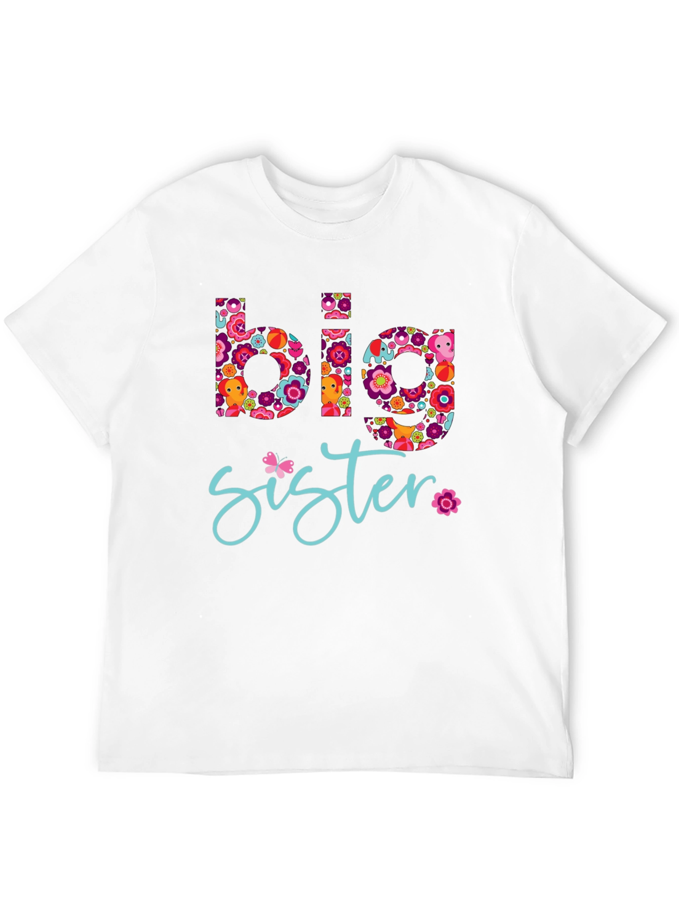 Big Sister Floral Graphic Tee - Black T-Shirt