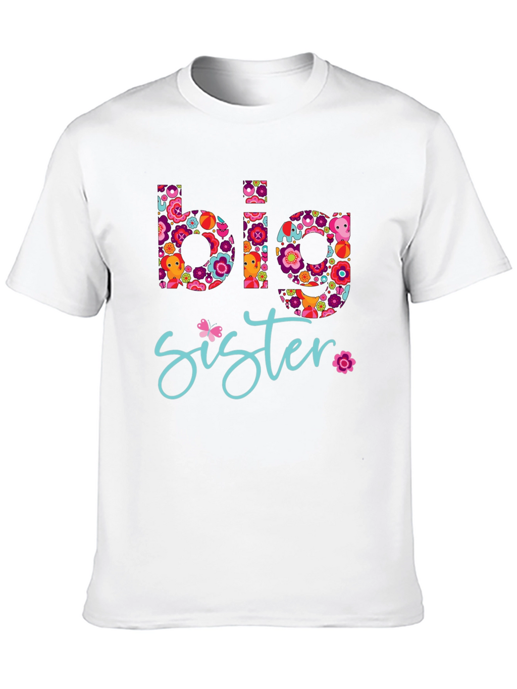 Big Sister Floral Graphic Tee - Black T-Shirt