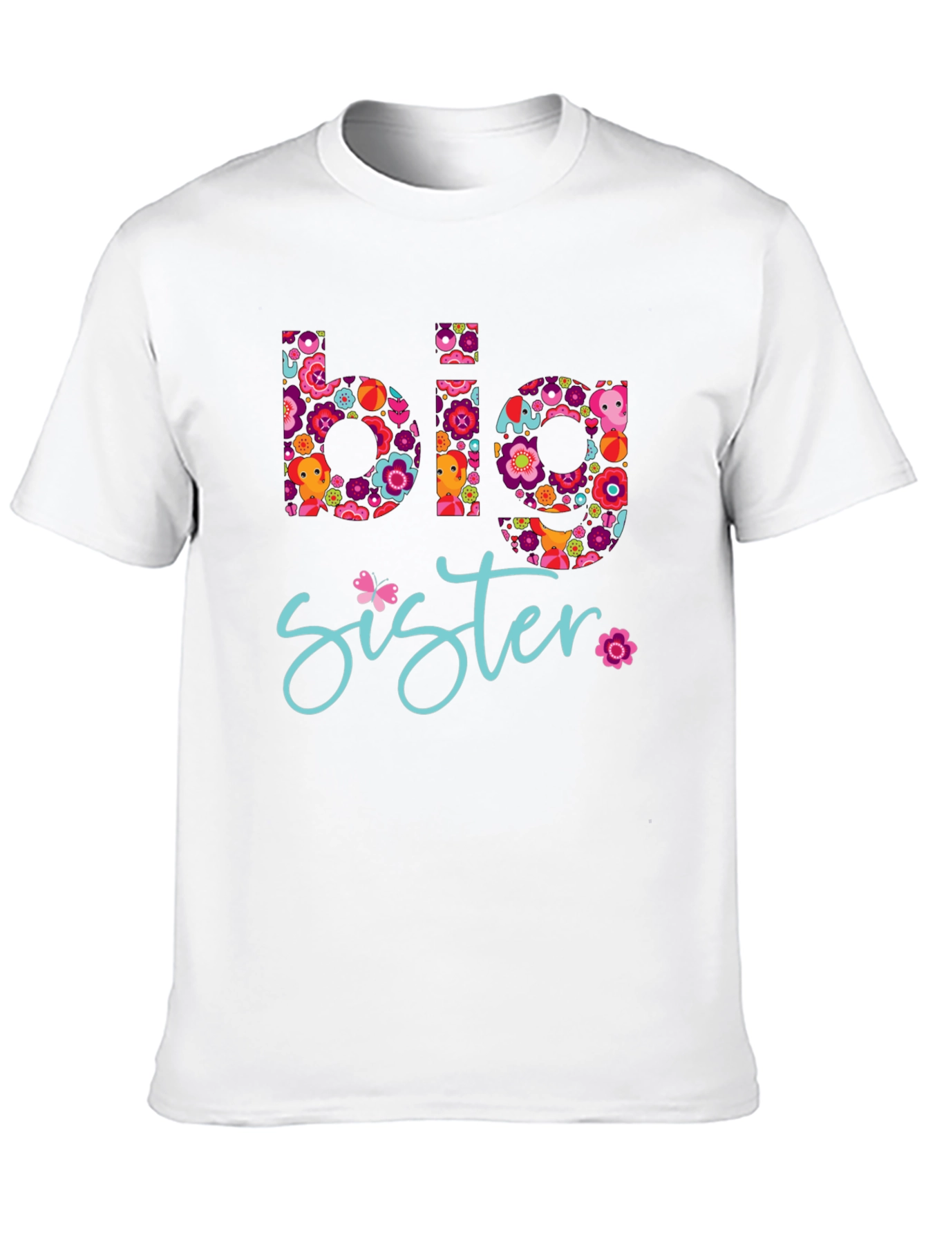Big Sister Floral Graphic Tee - Black T-Shirt