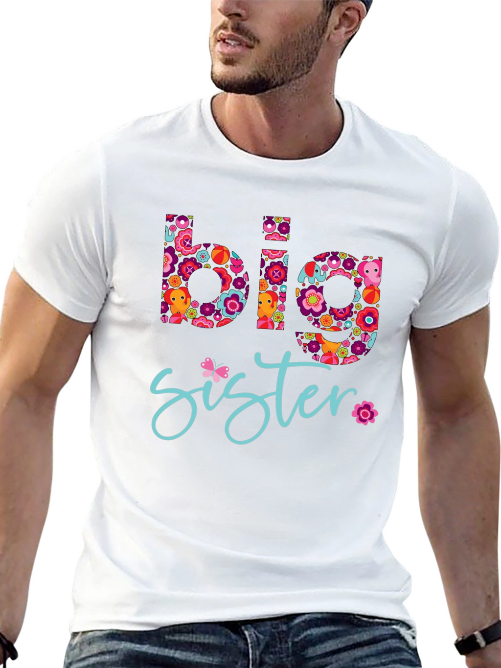 Big Sister Floral Graphic Tee - Black T-Shirt