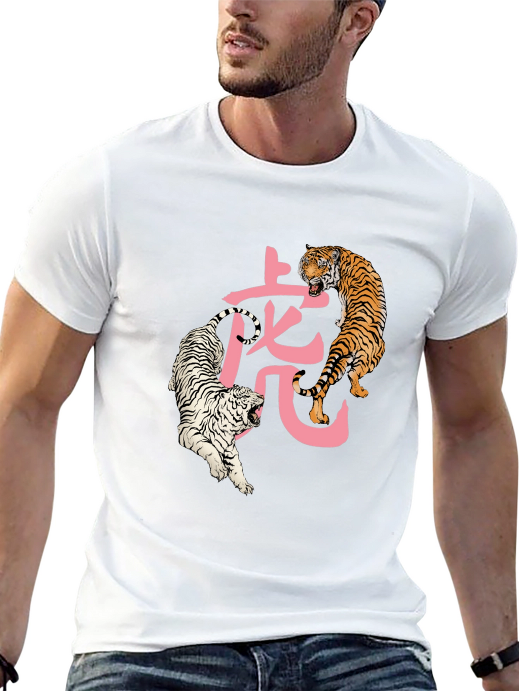 Tiger Graphic Print Crew Neck T-Shirt