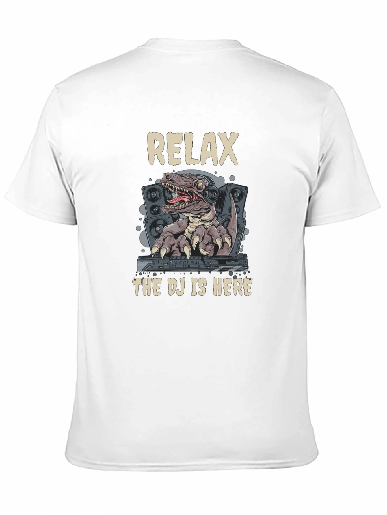 Relax DJ Rex Graphic Tee - Dinosaur DJ T-Shirt