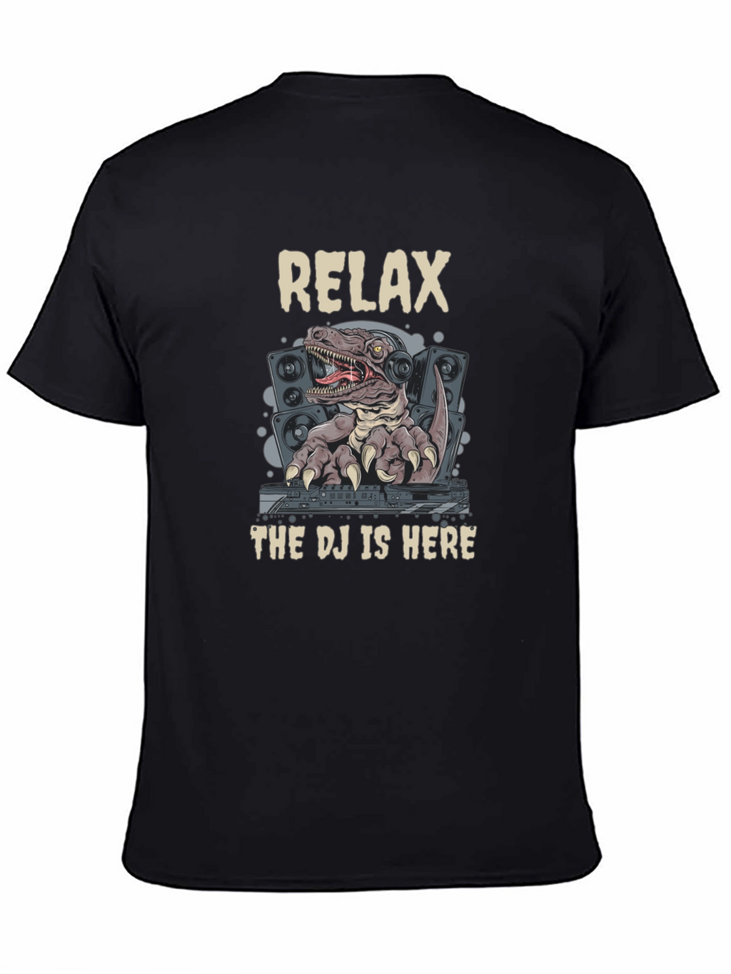 Relax DJ Rex Graphic Tee - Dinosaur DJ T-Shirt
