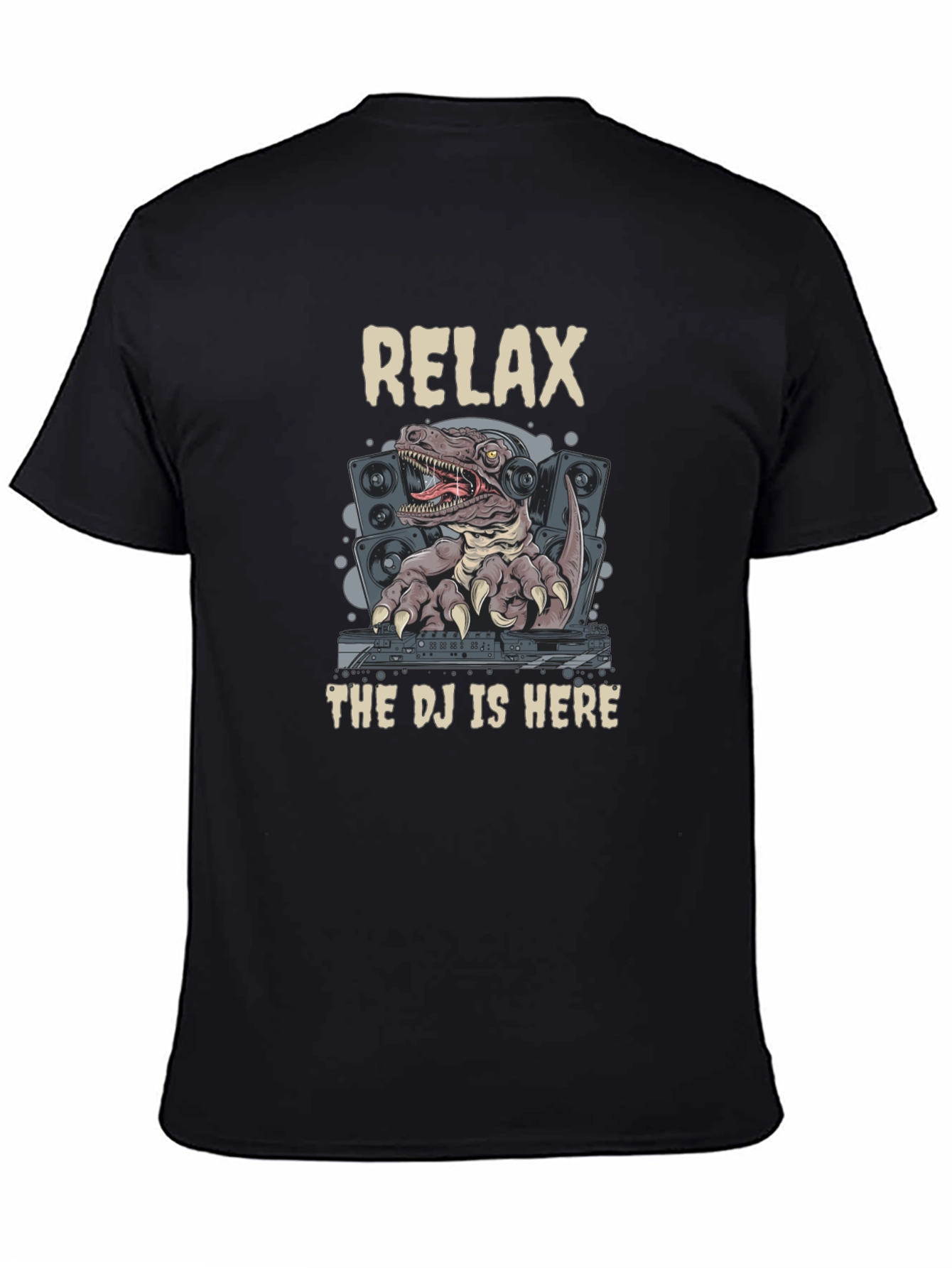 Relax DJ Rex Graphic Tee - Dinosaur DJ T-Shirt
