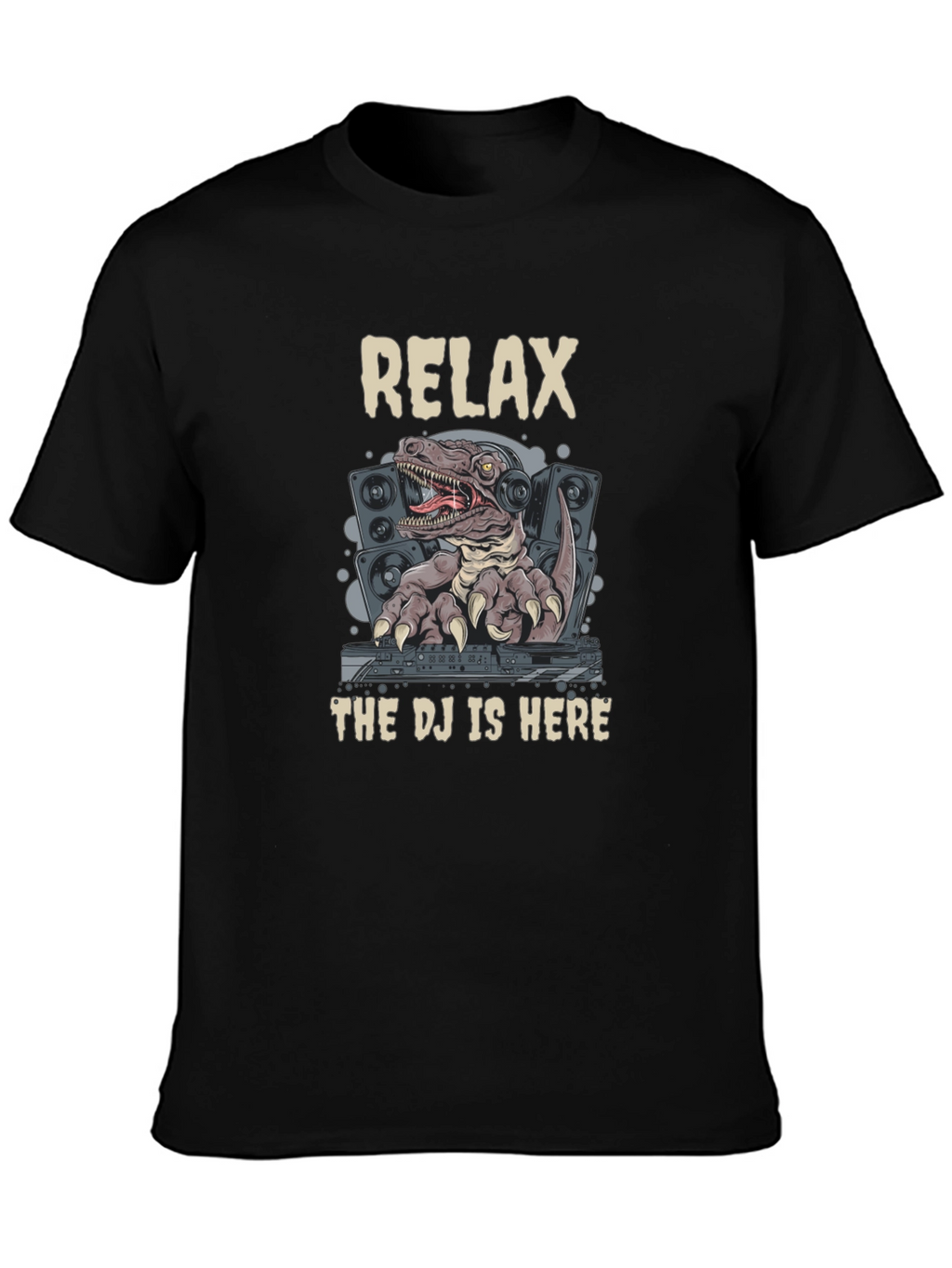 Relax DJ Rex Graphic Tee - Dinosaur DJ T-Shirt