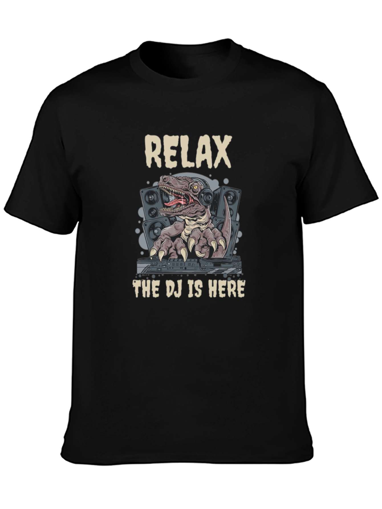 Relax DJ Rex Graphic Tee - Dinosaur DJ T-Shirt