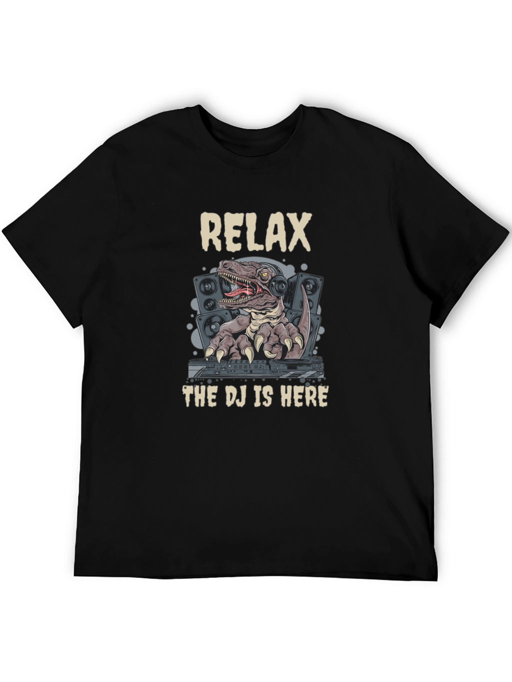 Relax DJ Rex Graphic Tee - Dinosaur DJ T-Shirt