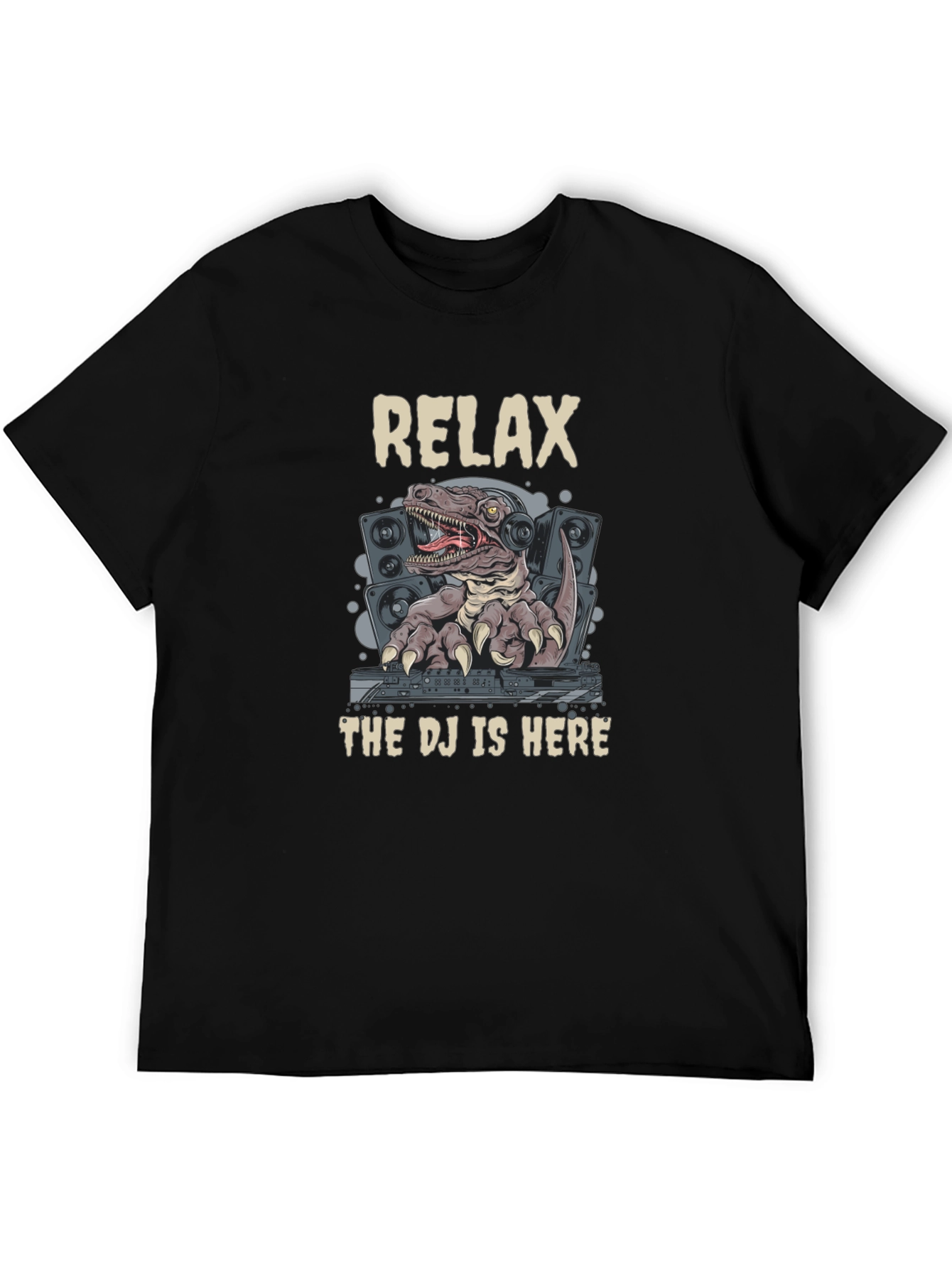 Relax DJ Rex Graphic Tee - Dinosaur DJ T-Shirt