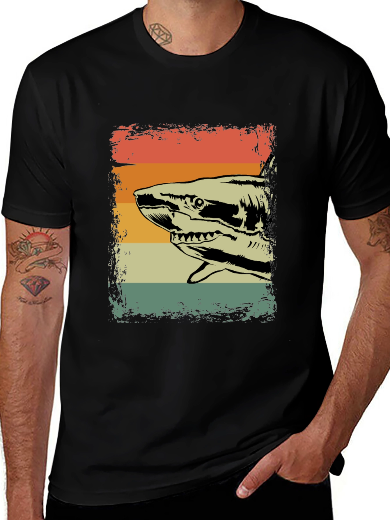 Vintage Shark Graphic Tee - Retro Style