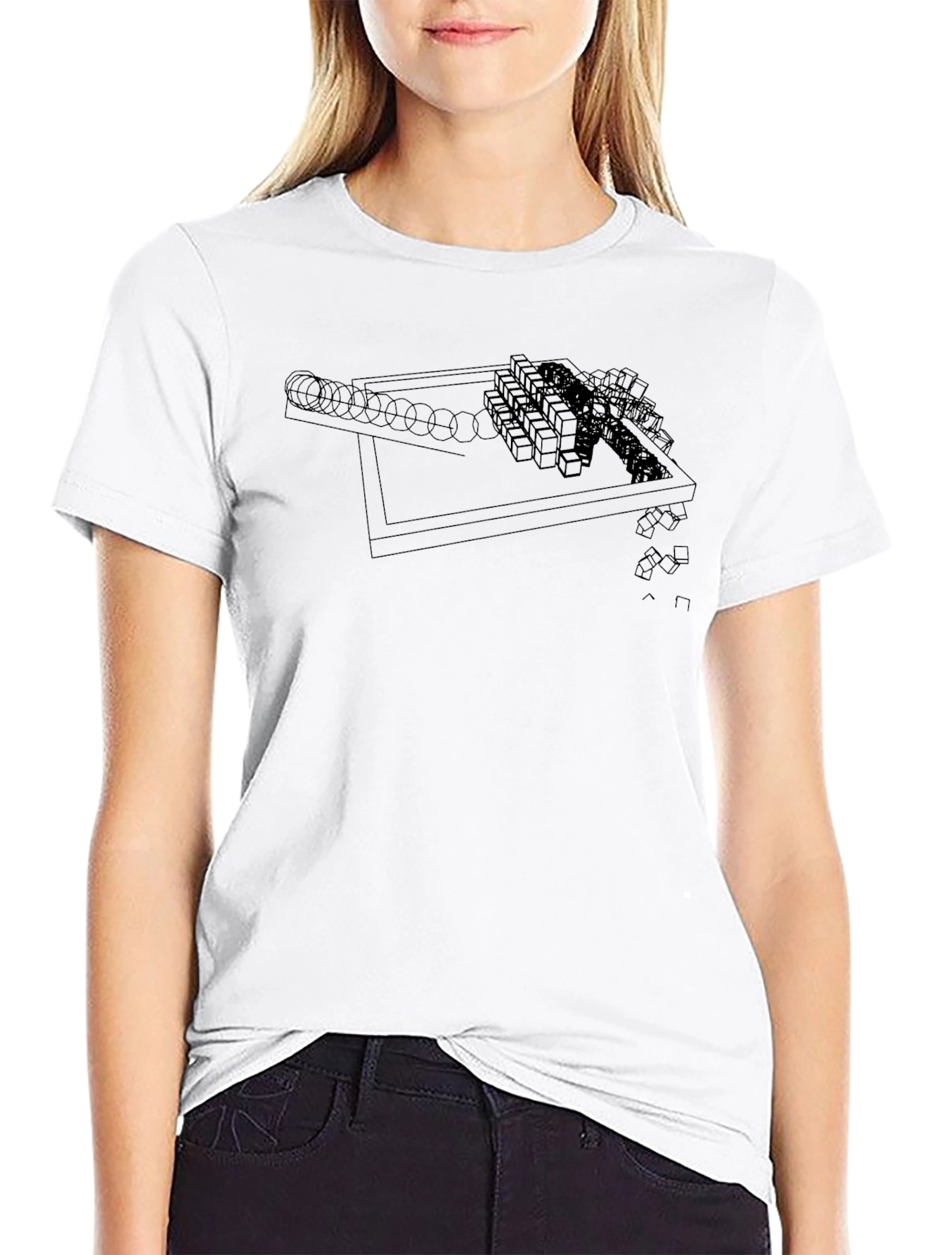 Abstract Geometric Graphic Black T-Shirt
