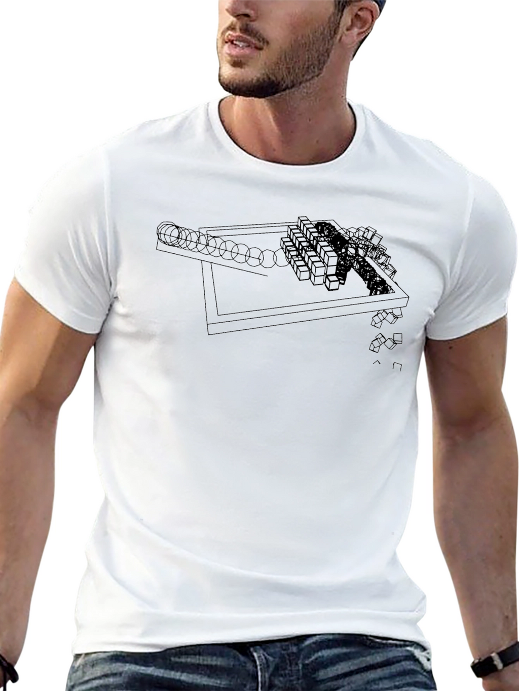 Abstract Geometric Graphic Black T-Shirt