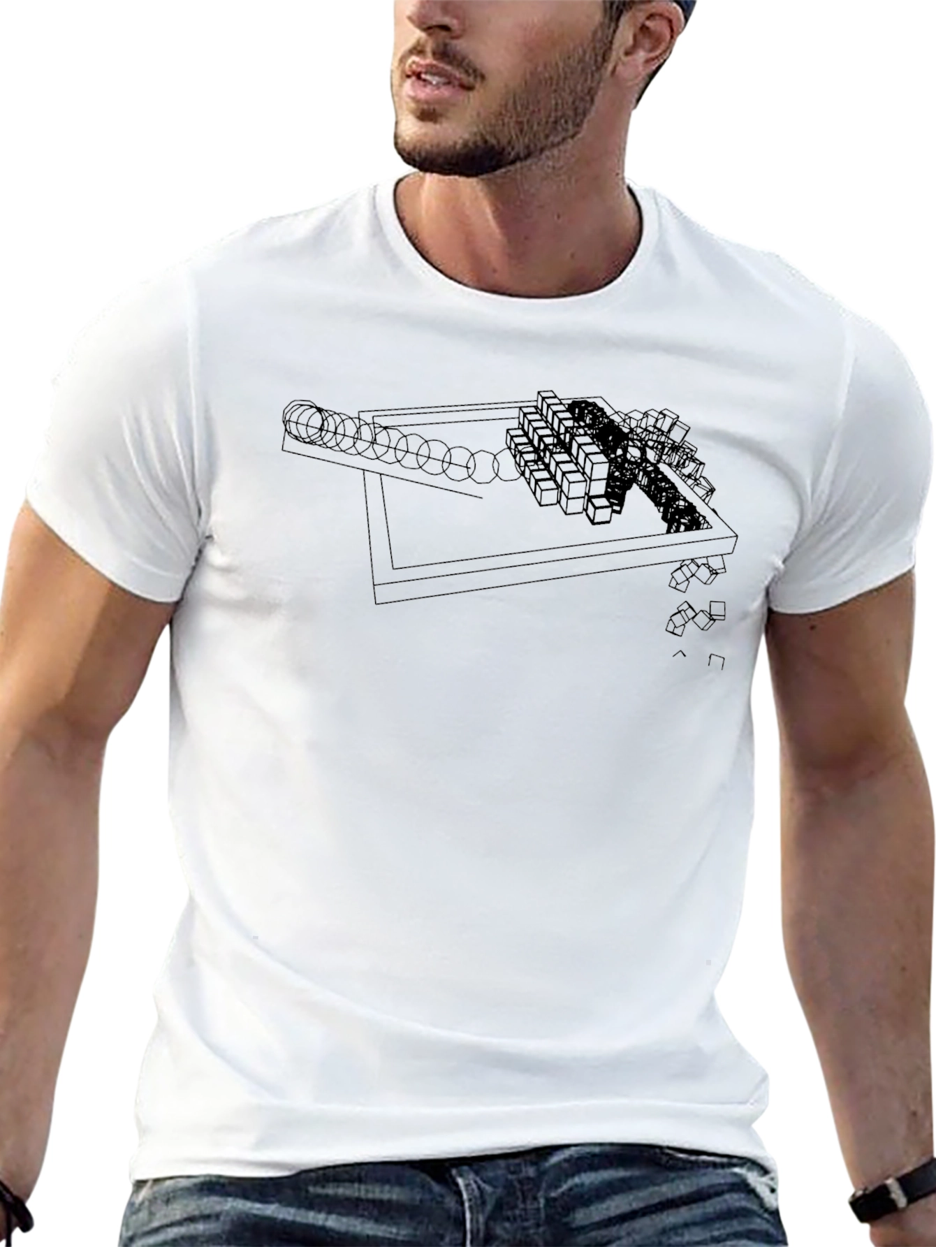 Abstract Geometric Graphic Black T-Shirt