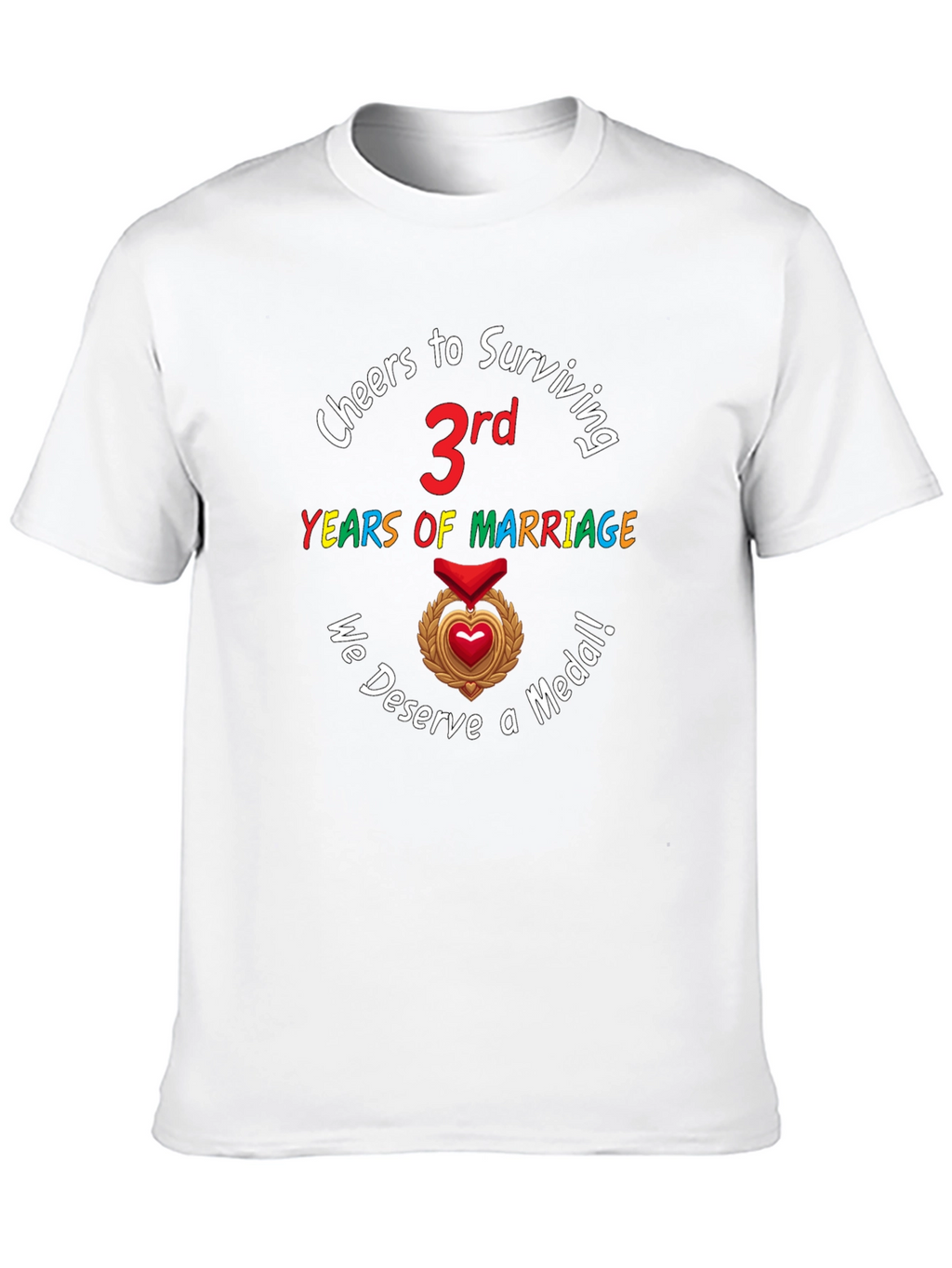 3rd Anniversary T-Shirt Marriage Medal