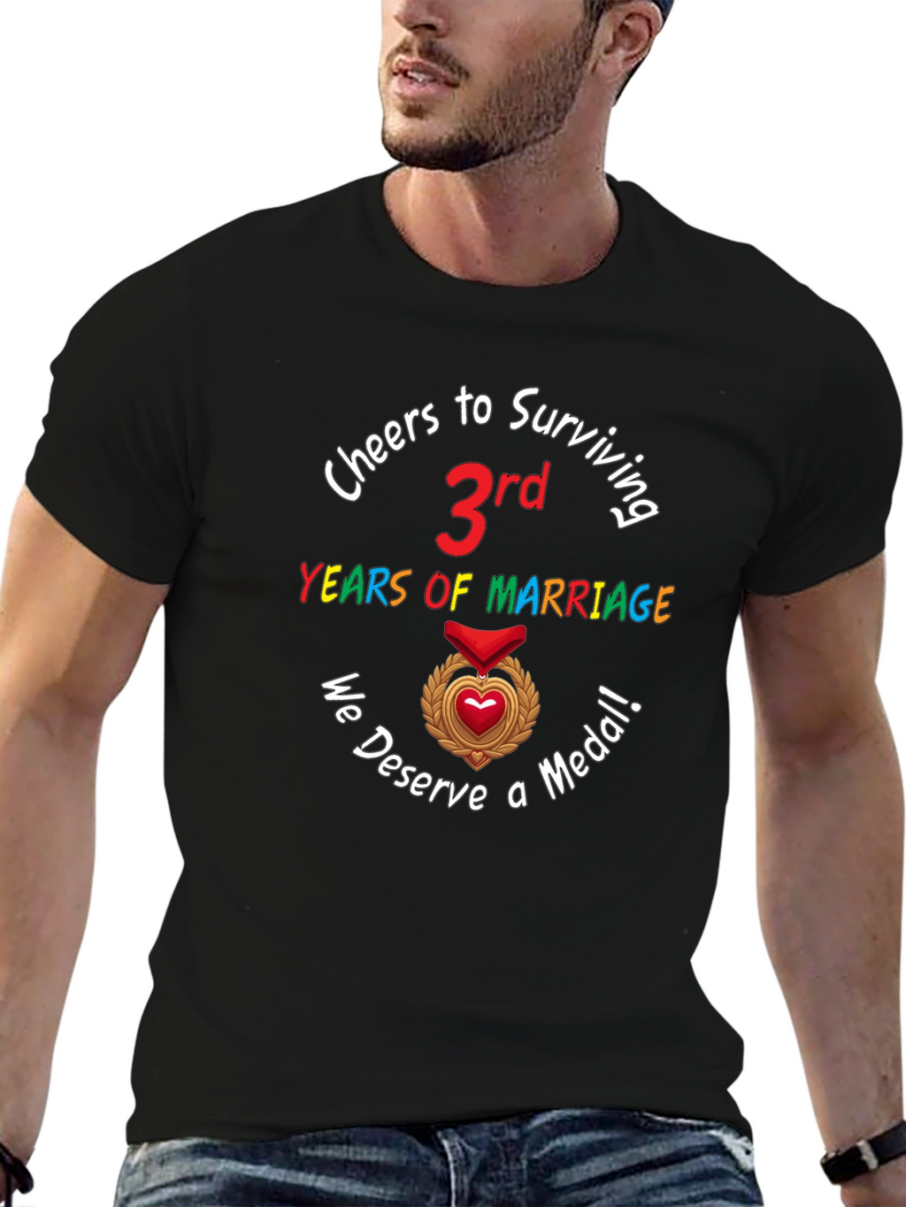 3rd Anniversary T-Shirt Marriage Medal