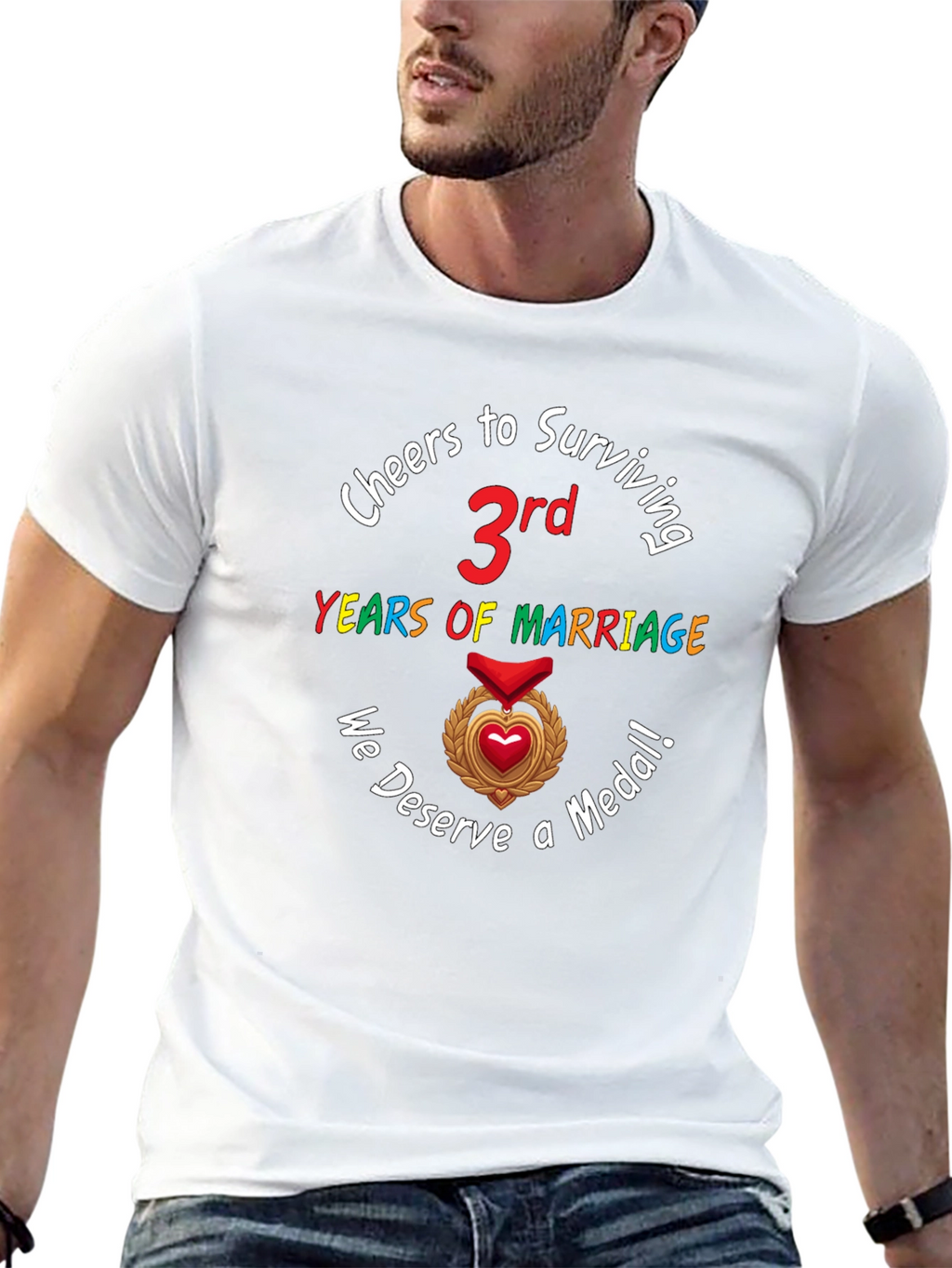 3rd Anniversary T-Shirt Marriage Medal