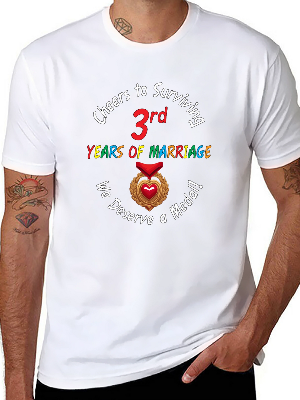 3rd Anniversary T-Shirt Marriage Medal