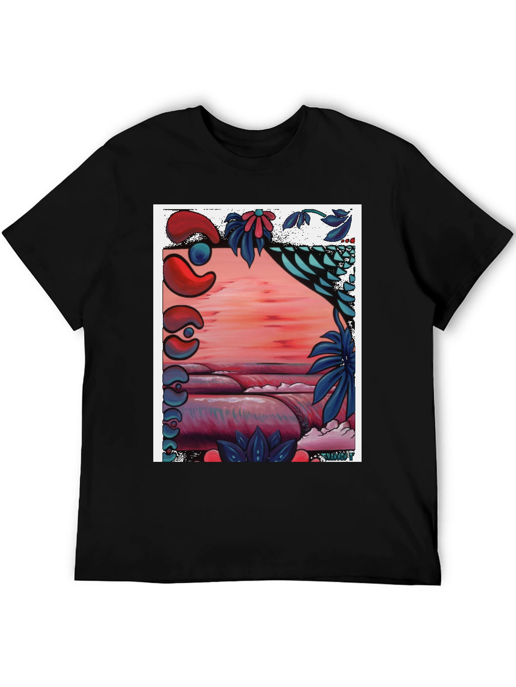 Unique Graphic Tee - Abstract Beach Design