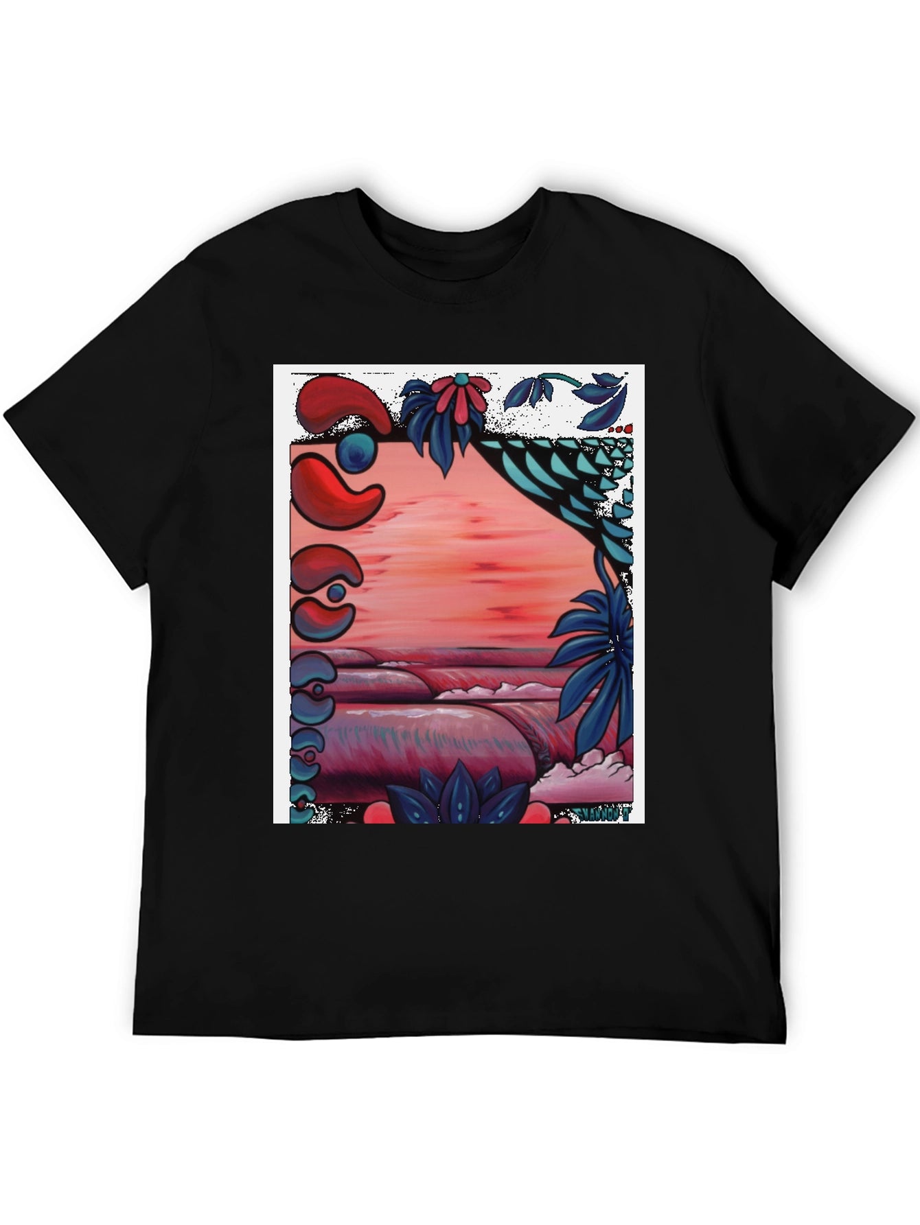 Unique Graphic Tee - Abstract Beach Design