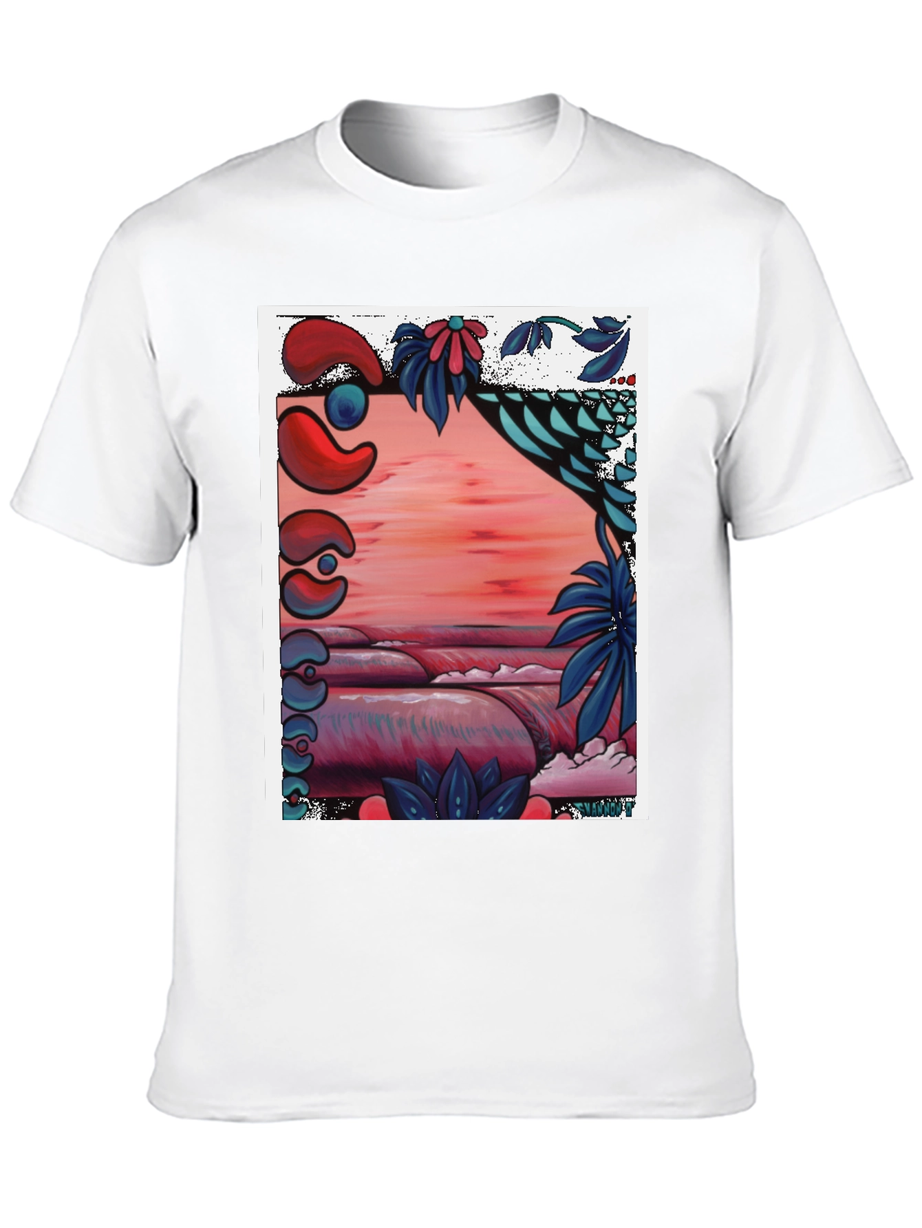 Unique Graphic Tee - Abstract Beach Design