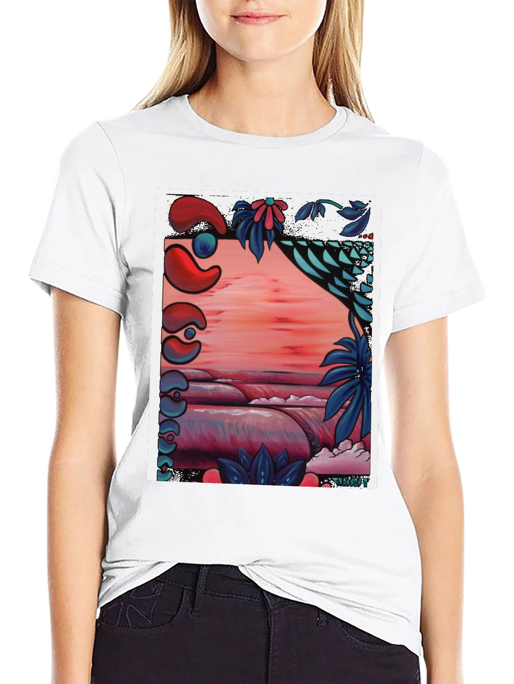 Unique Graphic Tee - Abstract Beach Design