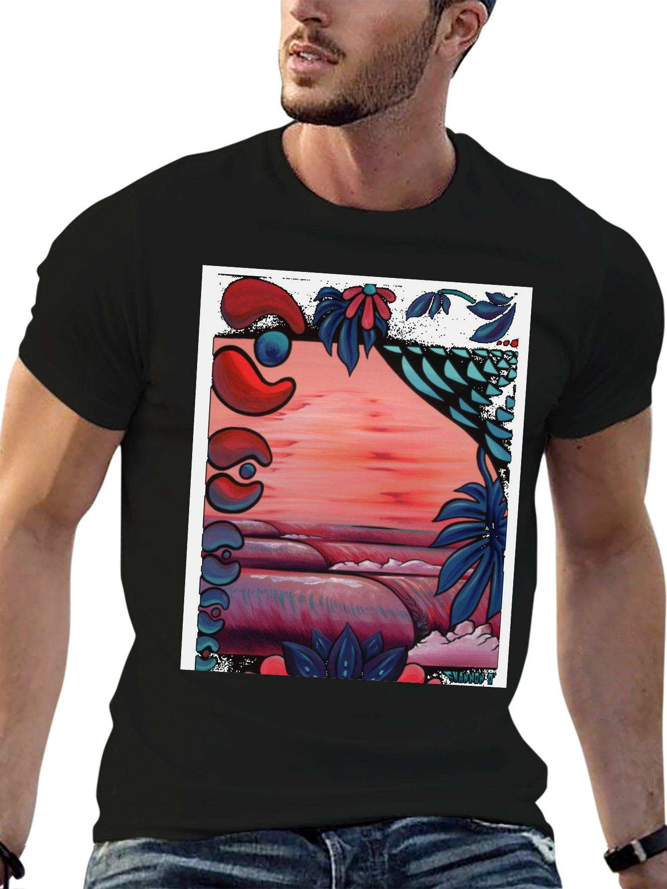 Unique Graphic Tee - Abstract Beach Design