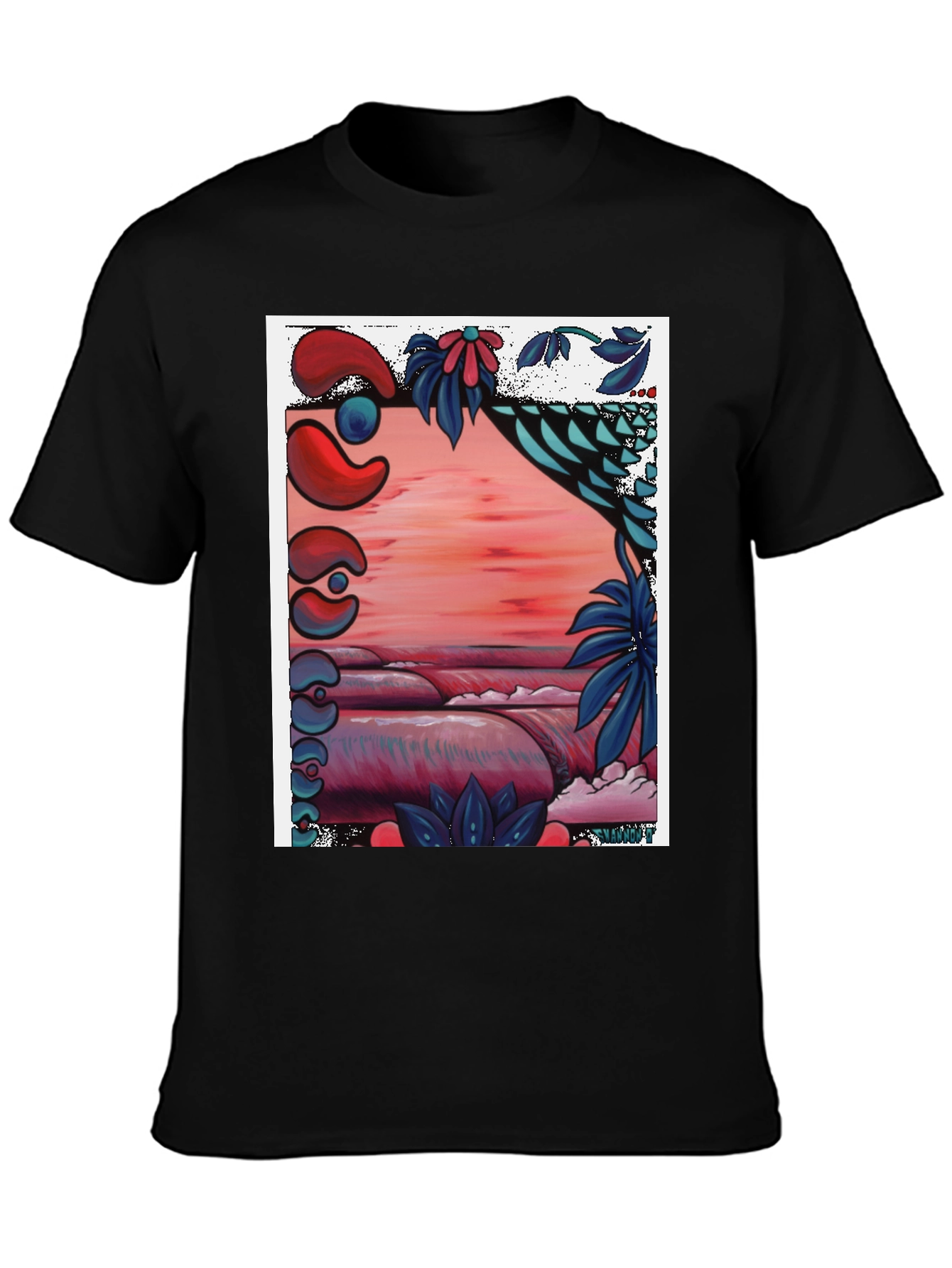 Unique Graphic Tee - Abstract Beach Design