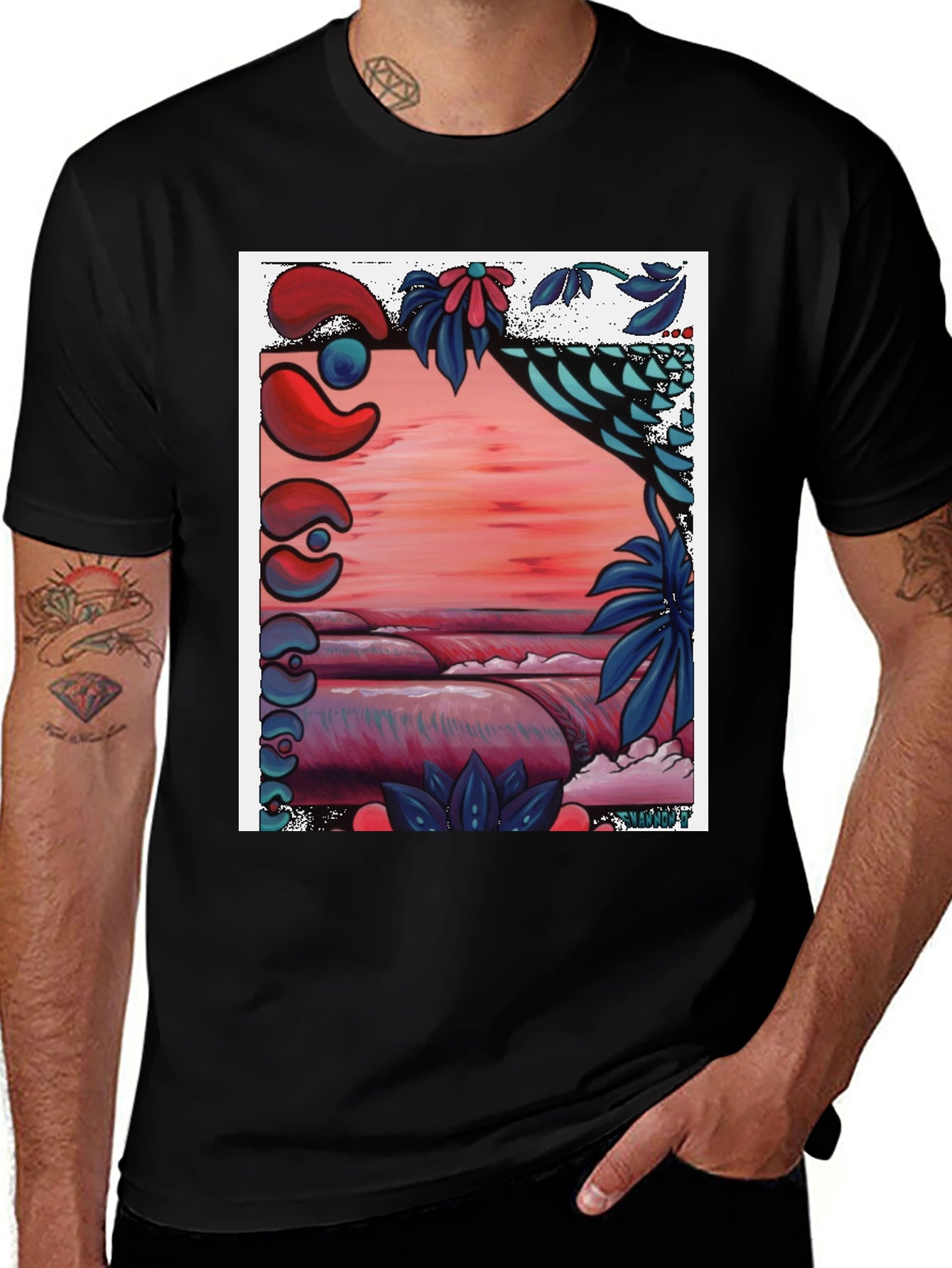 Unique Graphic Tee - Abstract Beach Design