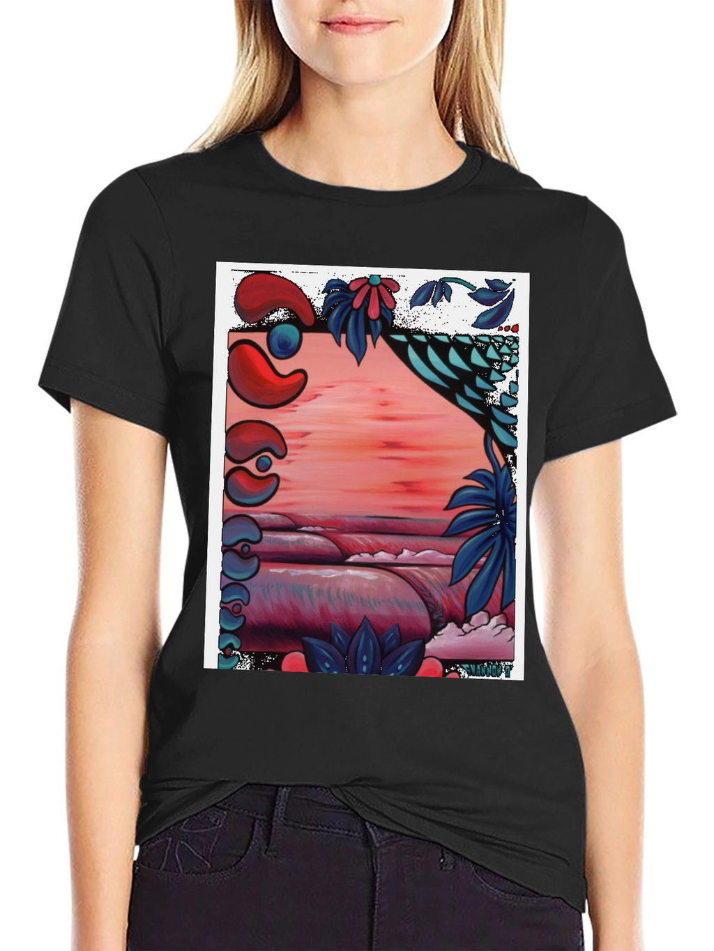 Unique Graphic Tee - Abstract Beach Design