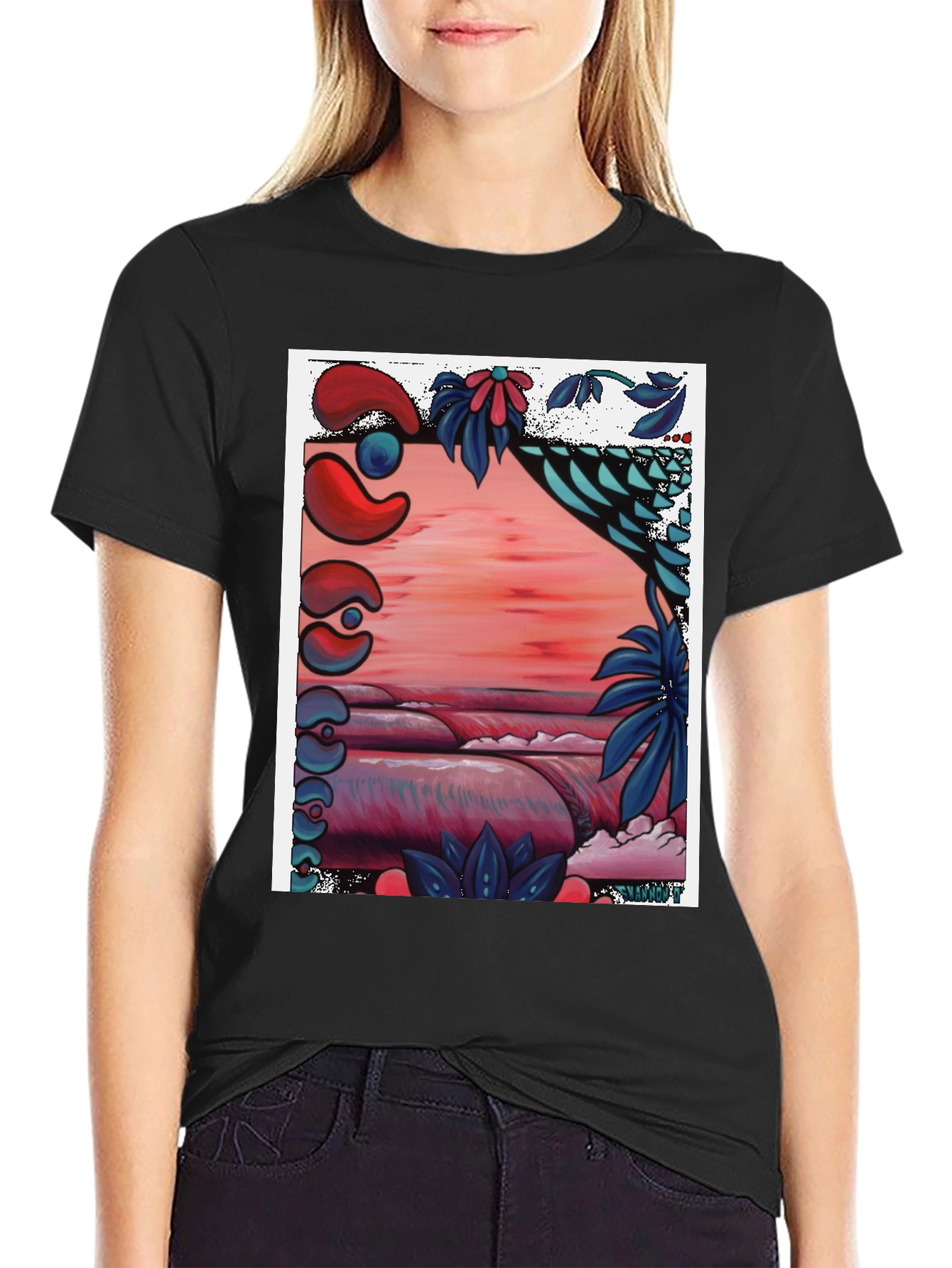 Unique Graphic Tee - Abstract Beach Design