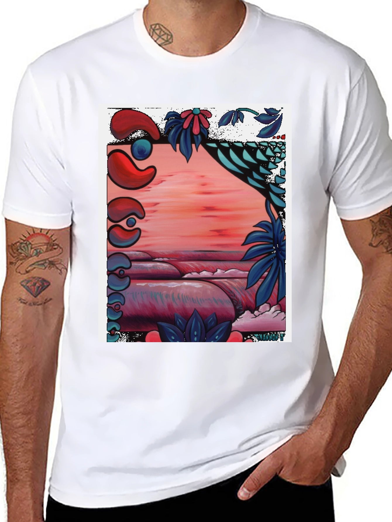 Unique Graphic Tee - Abstract Beach Design