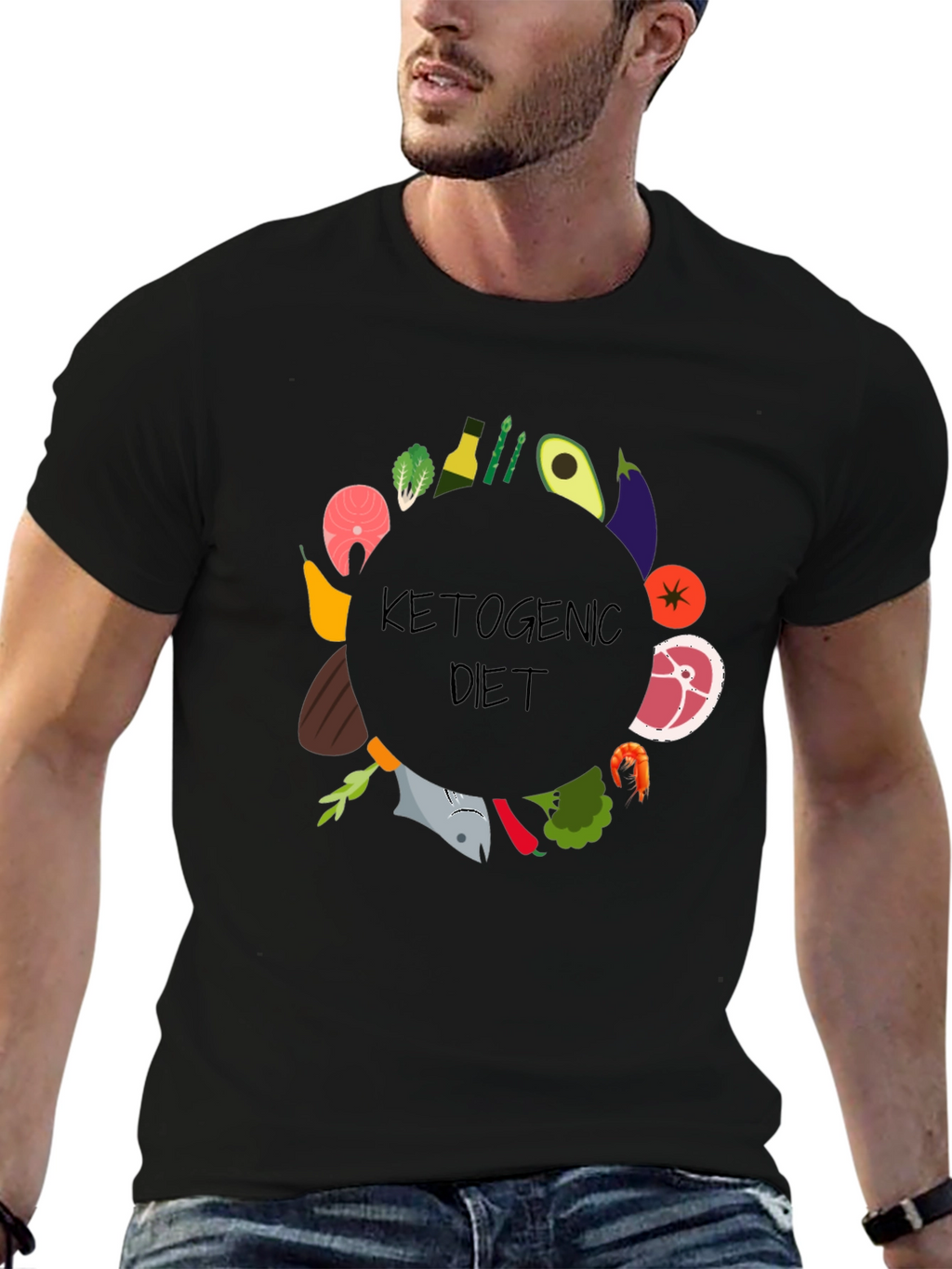 Ketogenic Diet T-Shirt - Food Circle Design
