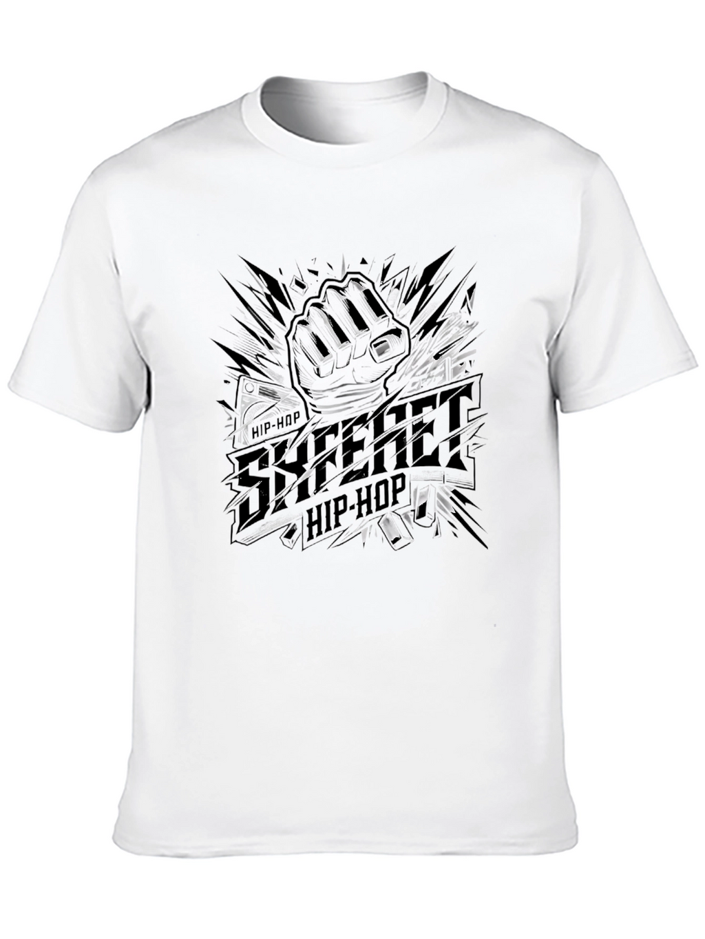 Urban Hip-Hop Graphic Tee - Street Style Black T-Shirt