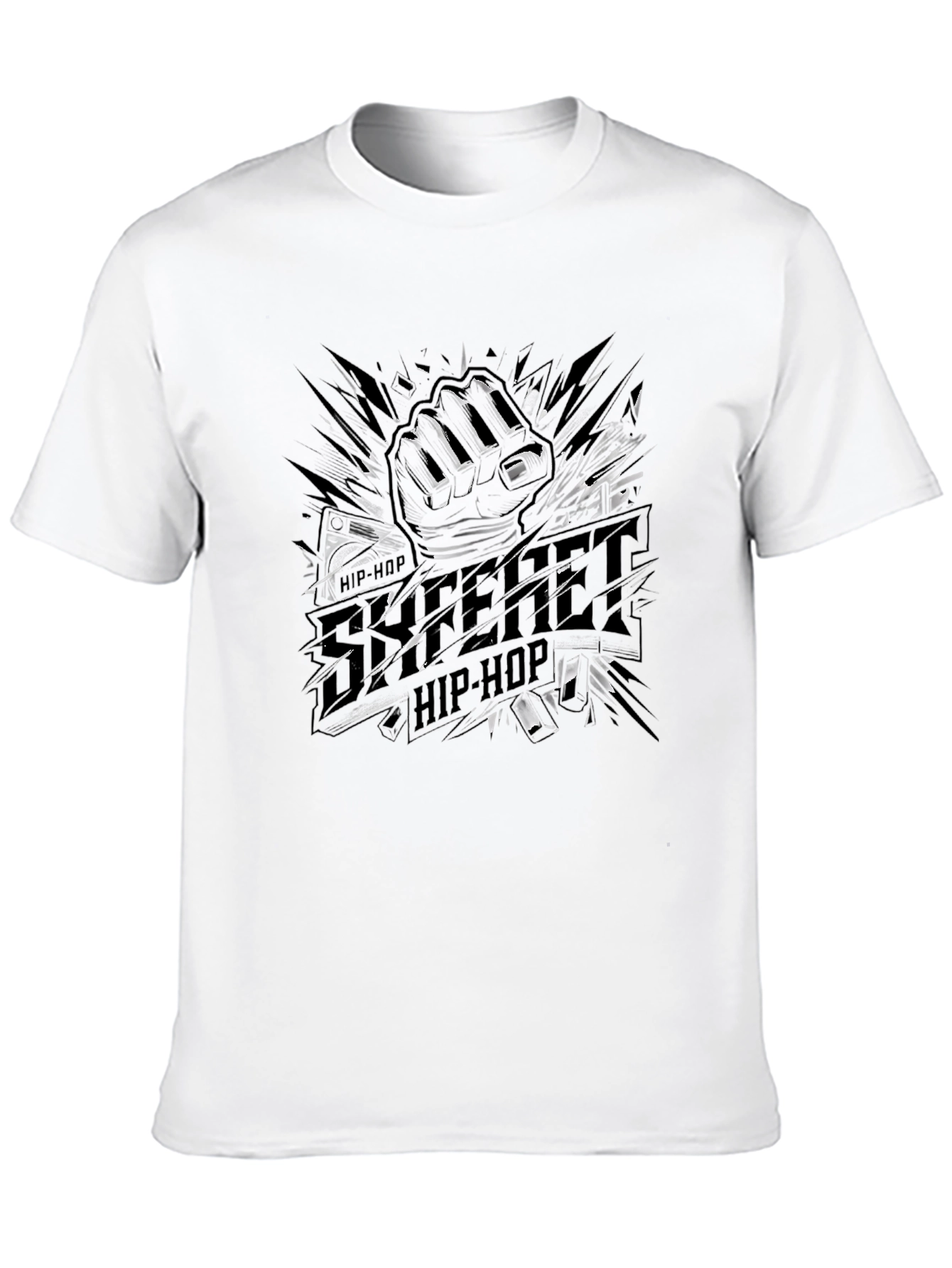 Urban Hip-Hop Graphic Tee - Street Style Black T-Shirt