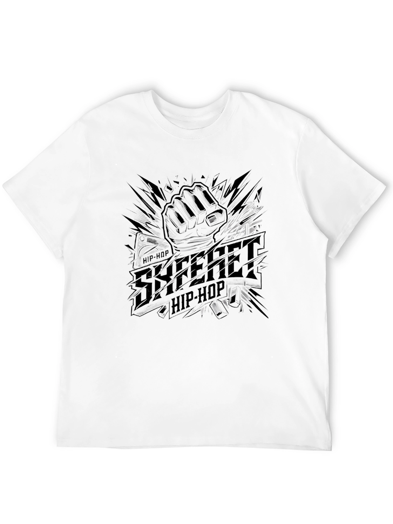 Urban Hip-Hop Graphic Tee - Street Style Black T-Shirt