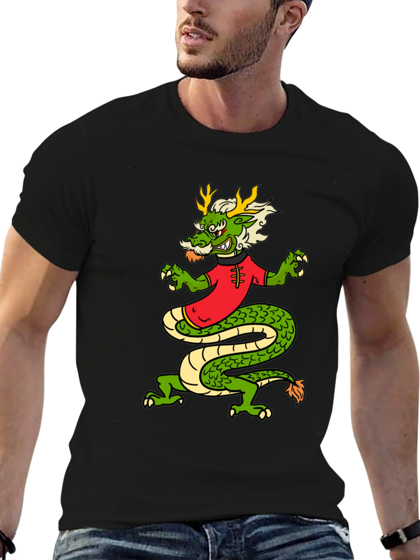 Dragon Graphic Tee - Mens Short Sleeve Black T-Shirt