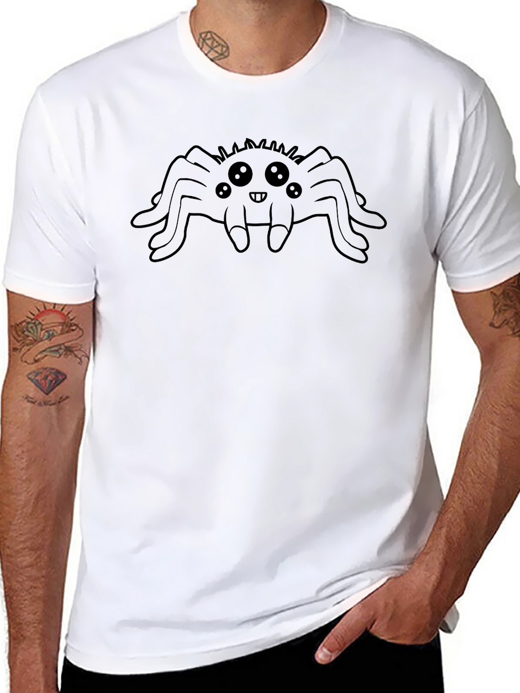 Cute Spider Graphic Black T-Shirt