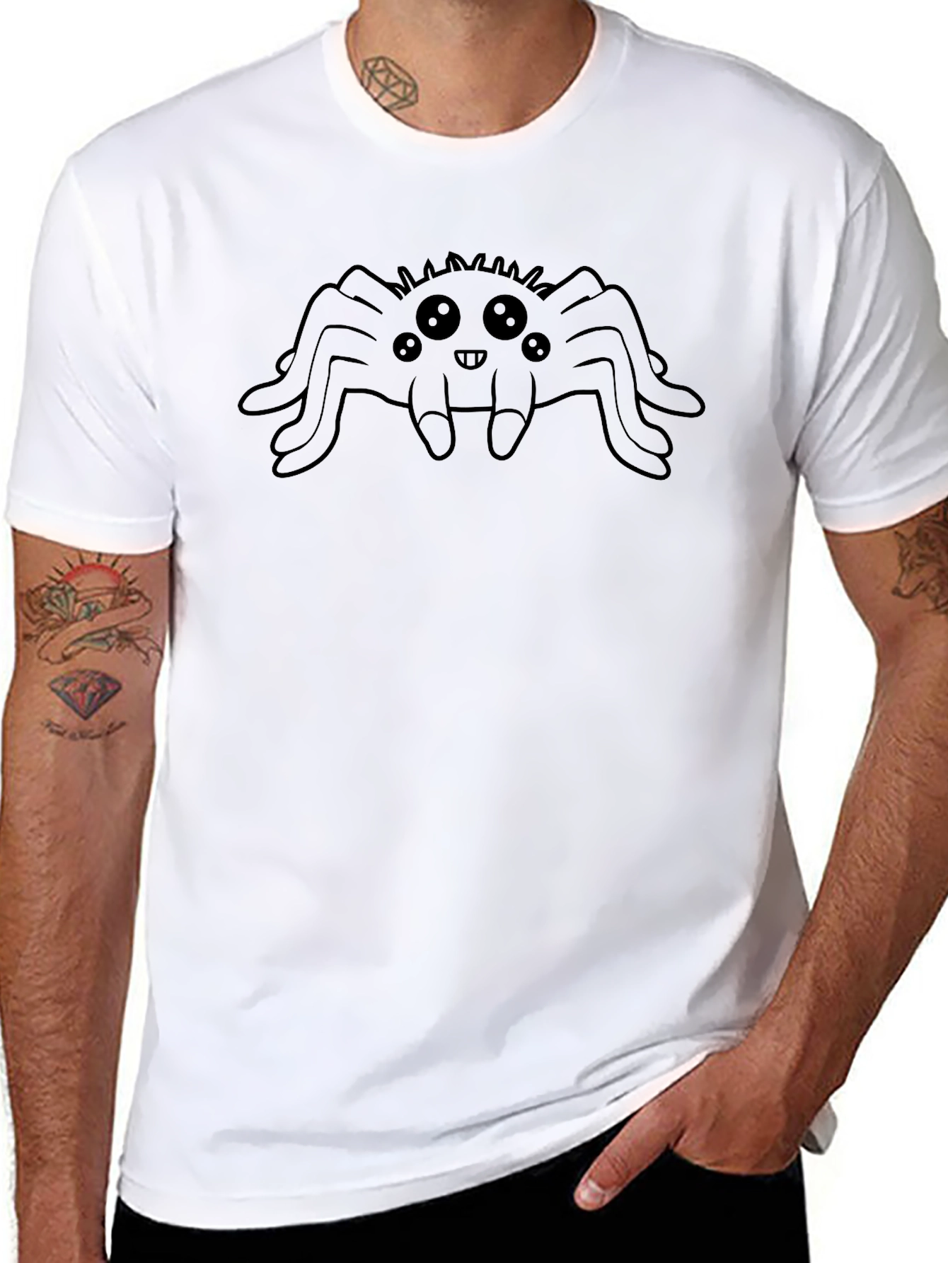 Cute Spider Graphic Black T-Shirt