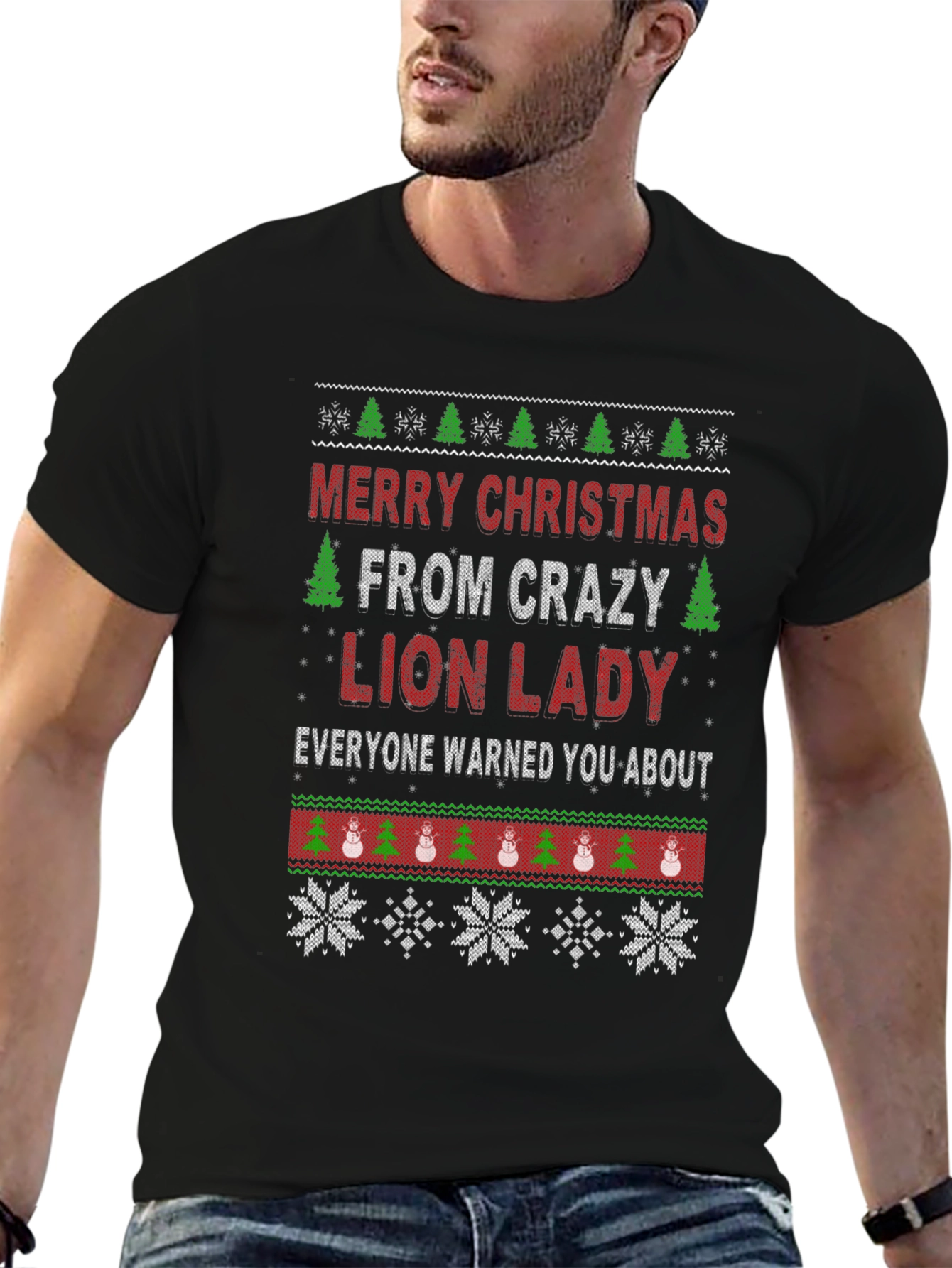 Crazy Lion Lady Christmas Graphic Tee