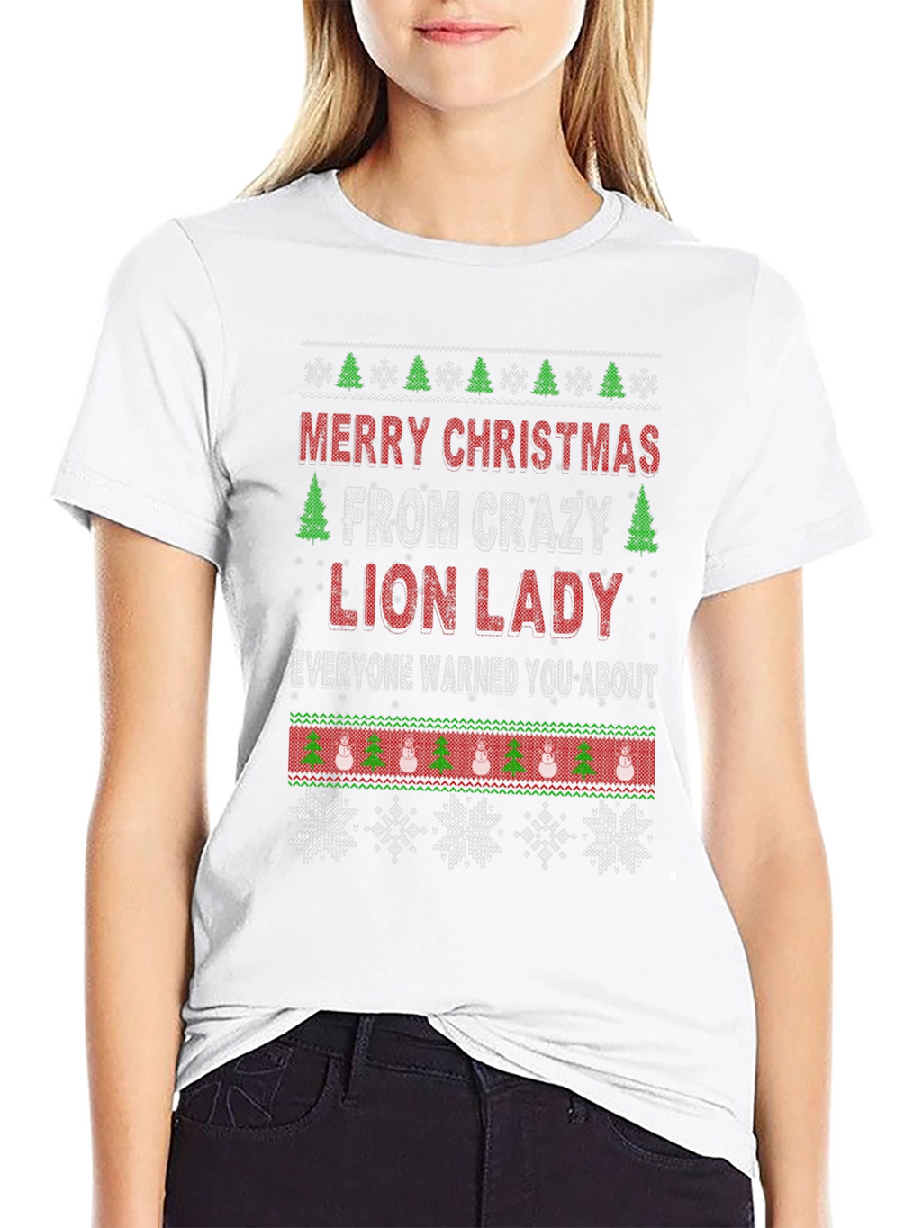 Crazy Lion Lady Christmas Graphic Tee