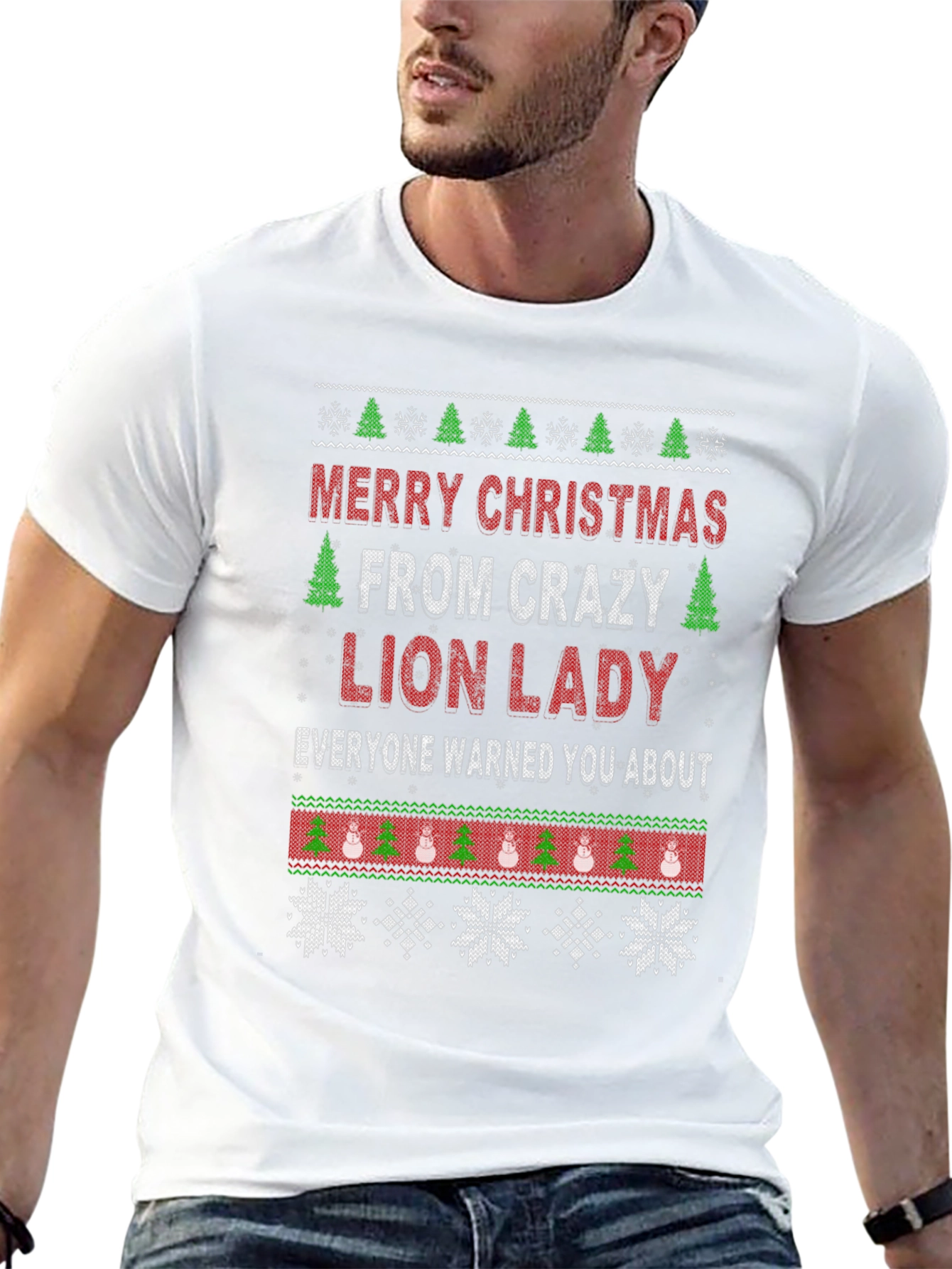 Crazy Lion Lady Christmas Graphic Tee