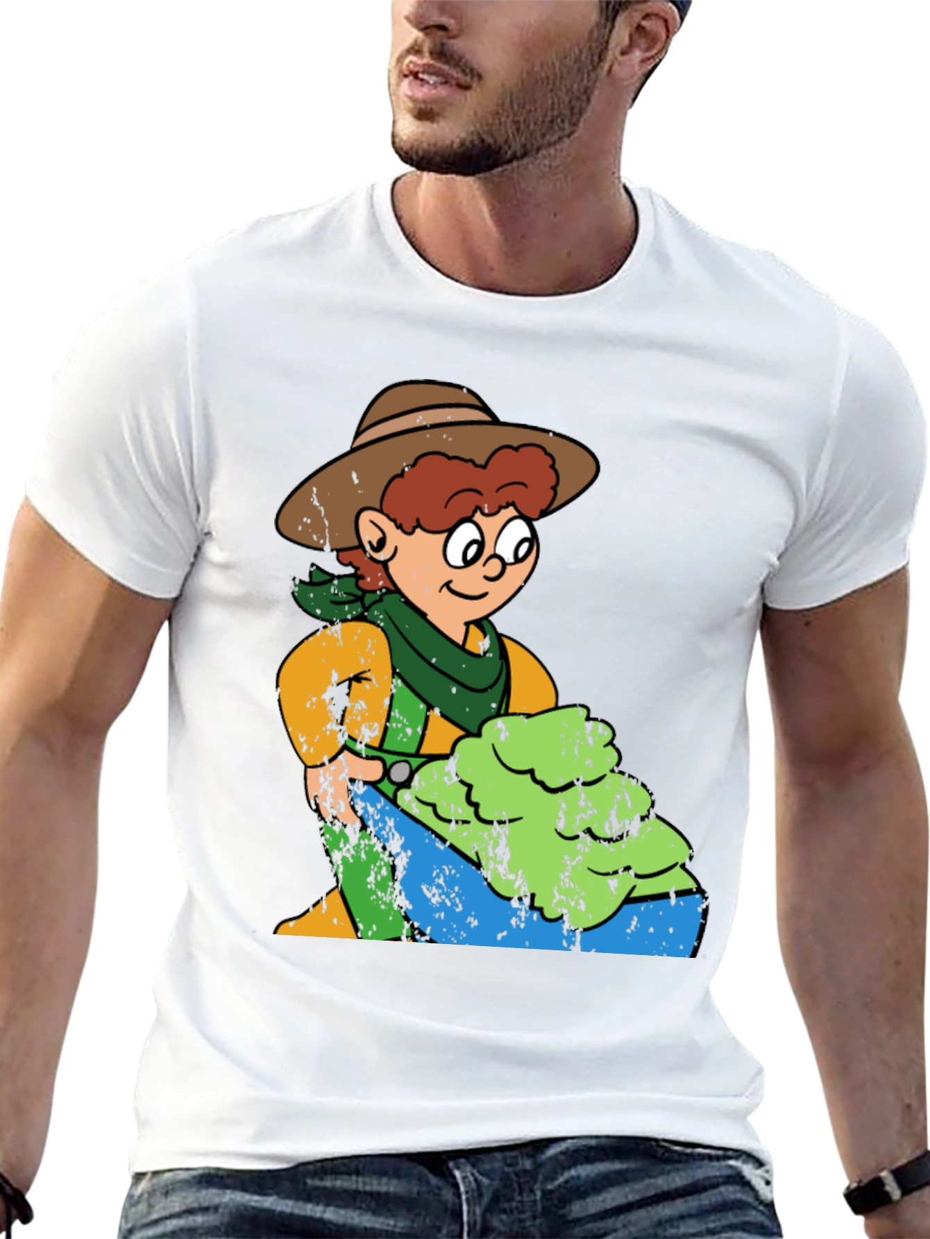 Cartoon Cowboy Graphic T-Shirt