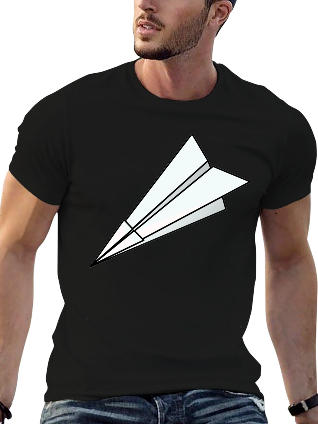Paper Airplane Graphic Tee - Modern Black T-Shirt