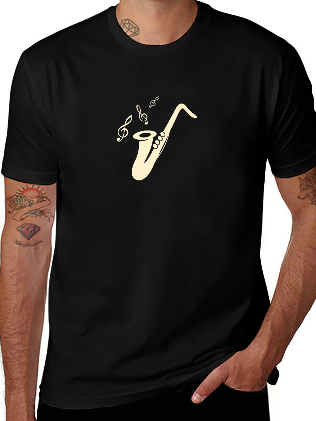 Saxophone Music Lover Black T-Shirt