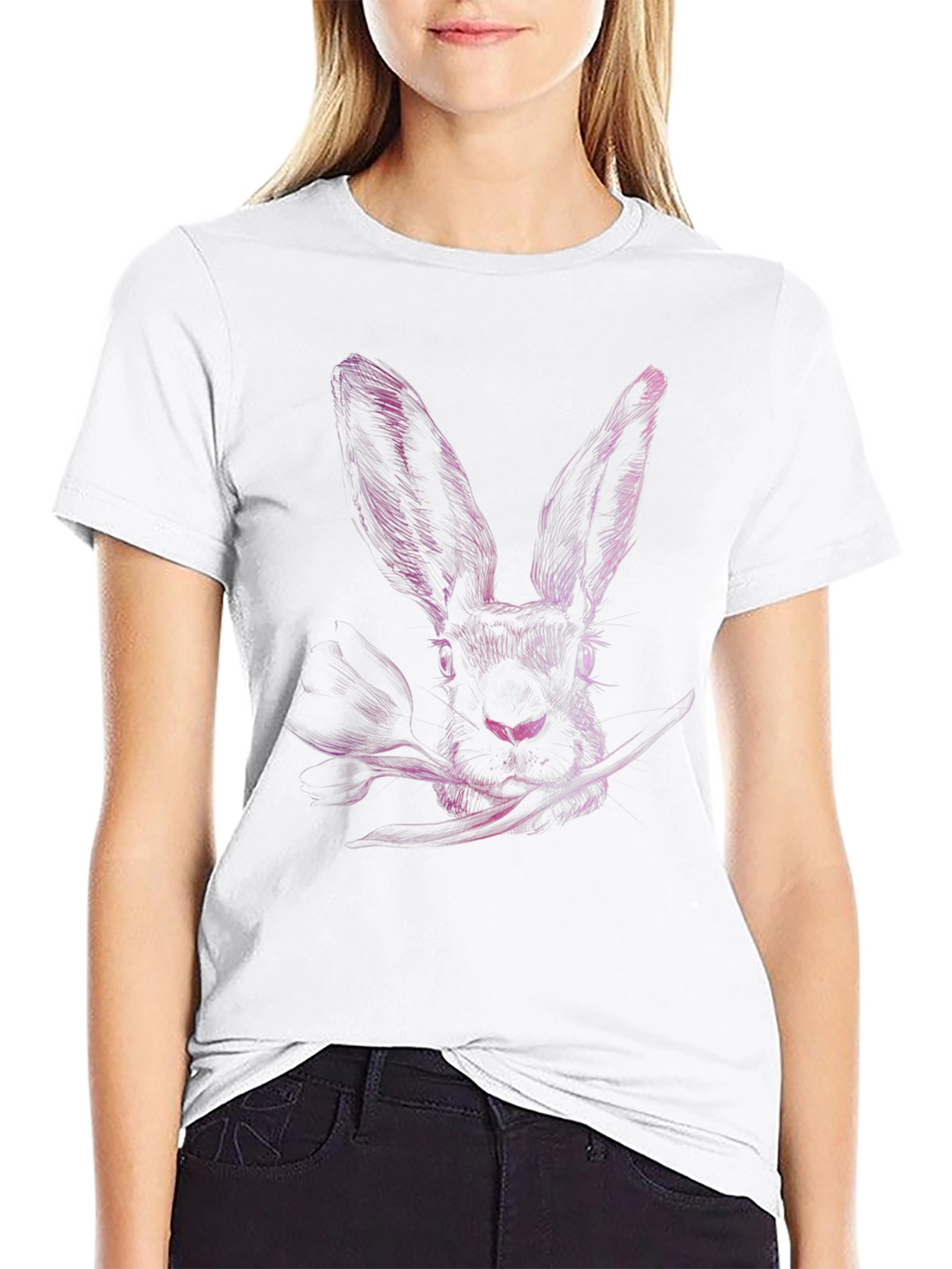 Rabbit Graphic Print Crew Neck T-Shirt