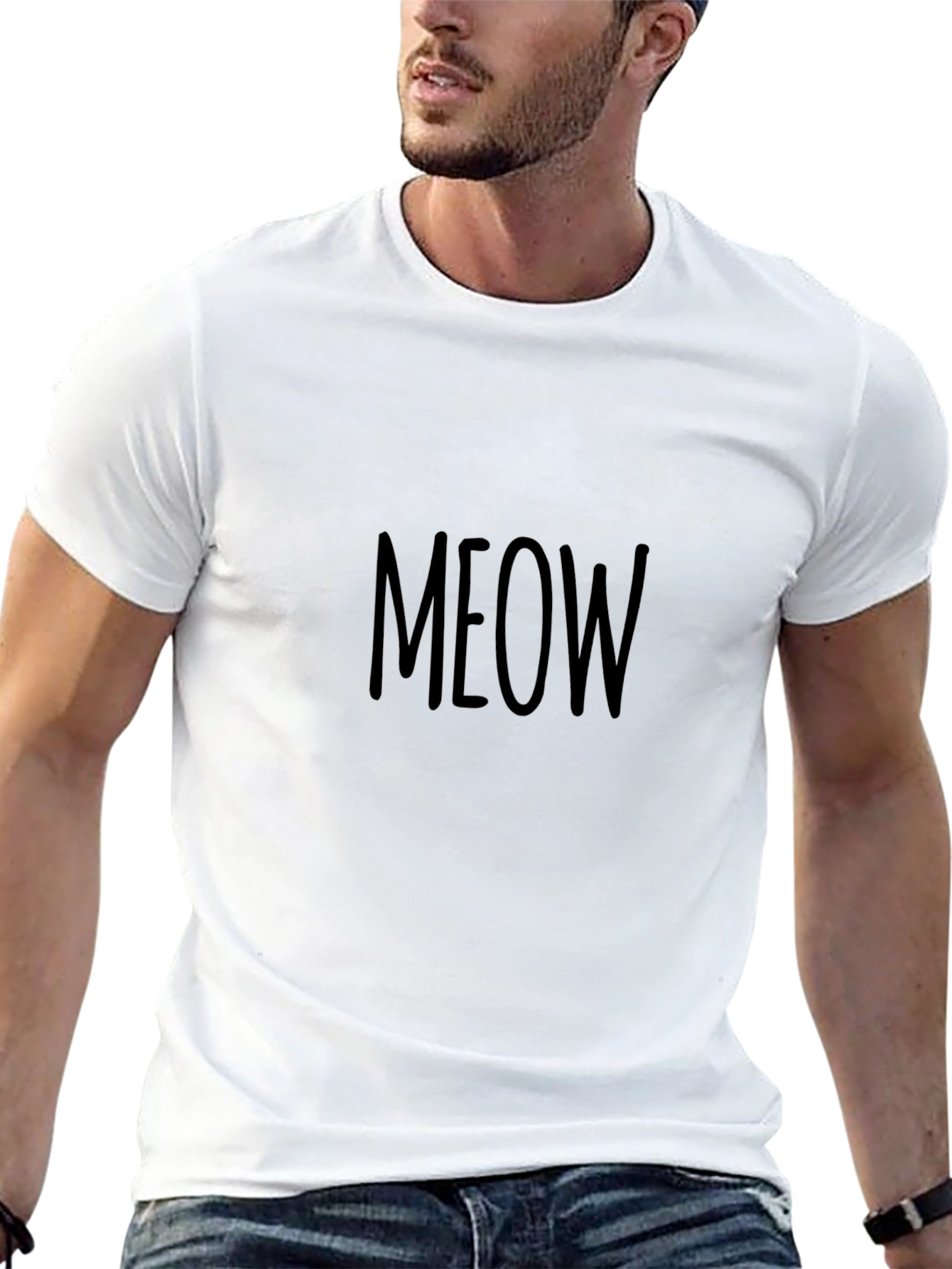 Meow Graphic Tee - Casual Black T-Shirt