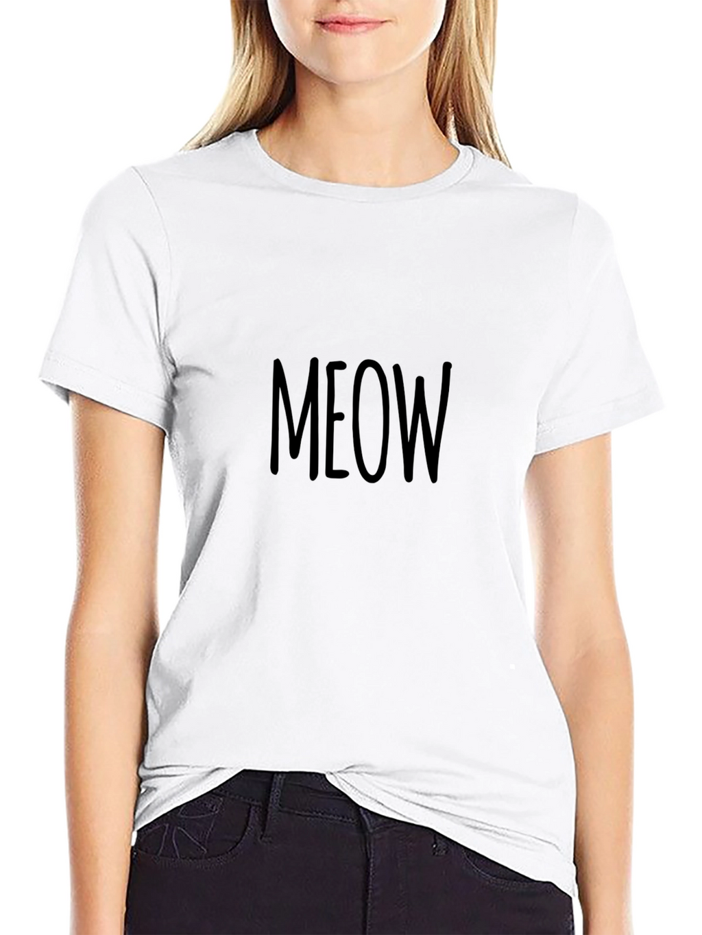 Meow Graphic Tee - Casual Black T-Shirt