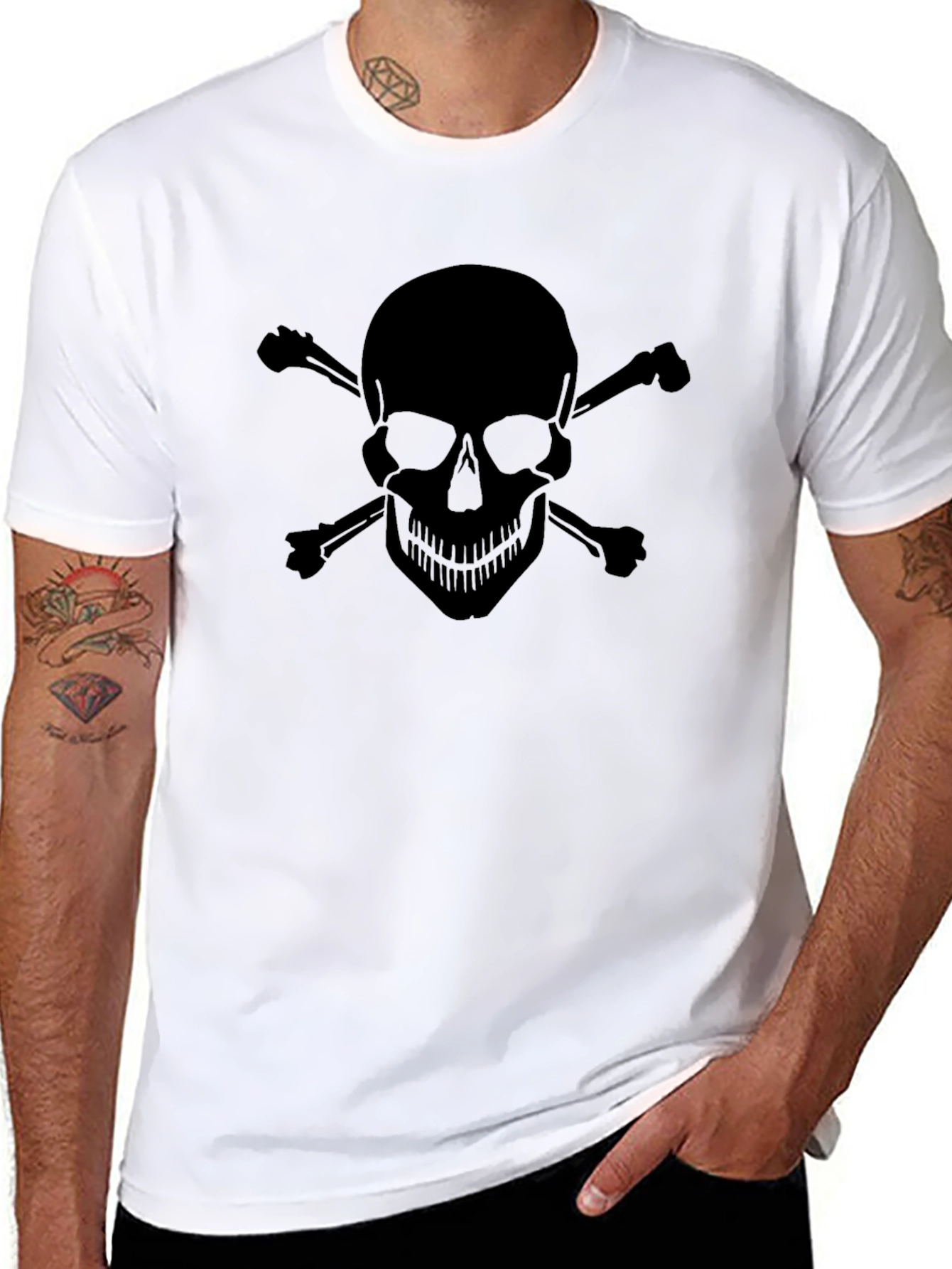 Skull & Crossbones Graphic Tee - Mens Black T-Shirt