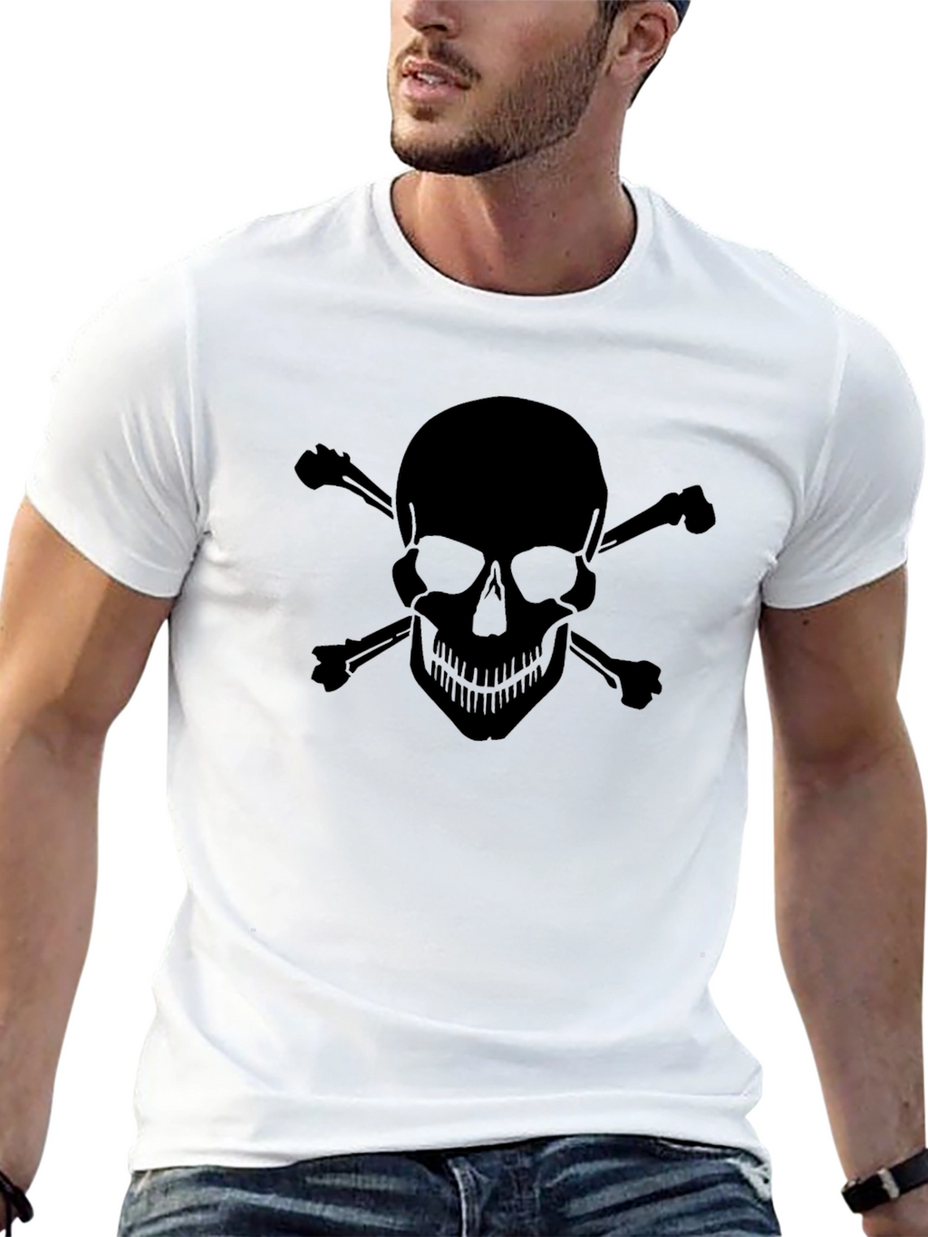 Skull & Crossbones Graphic Tee - Mens Black T-Shirt